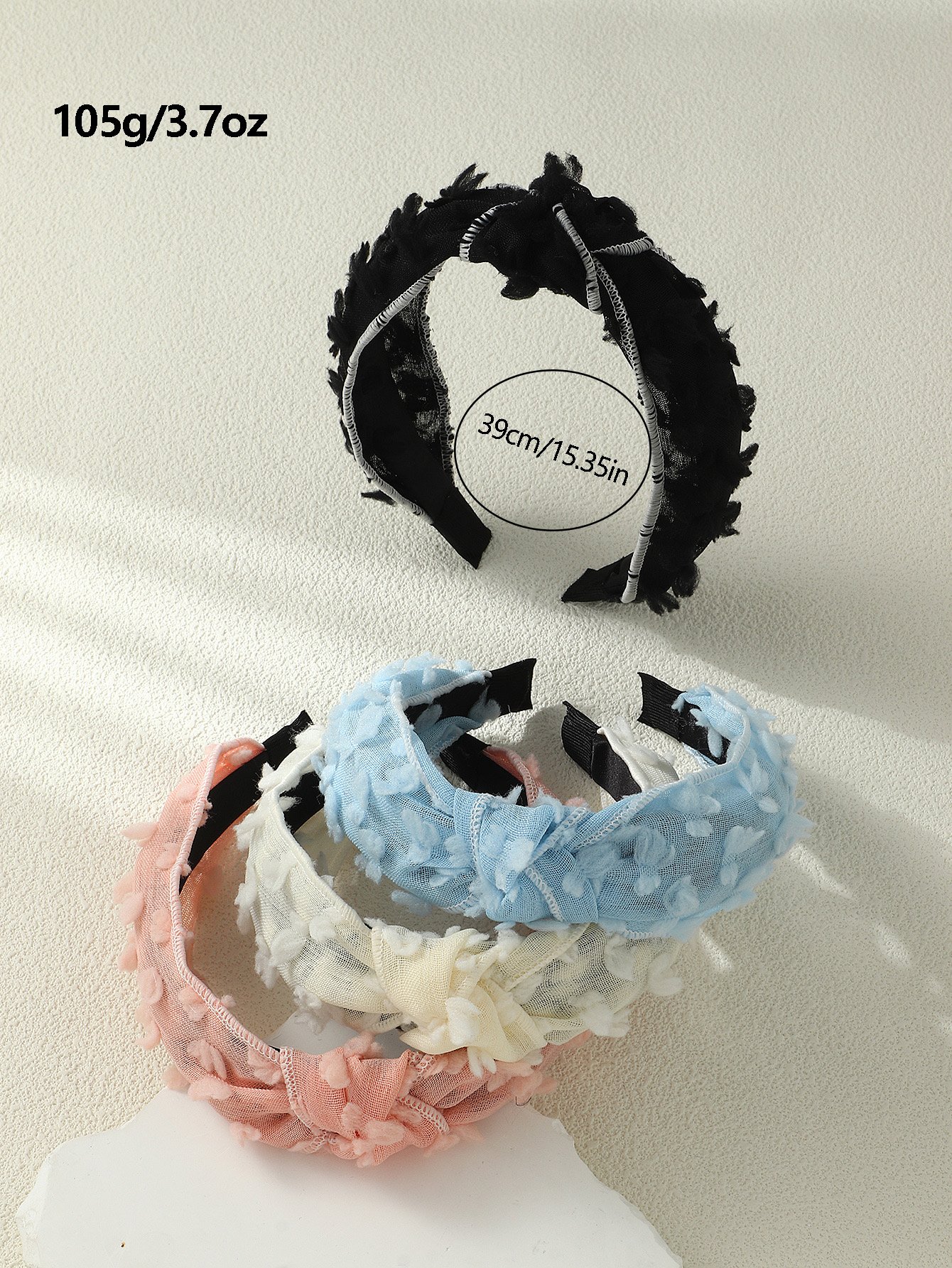 Set of 4 - Furry Mesh Knot Headband