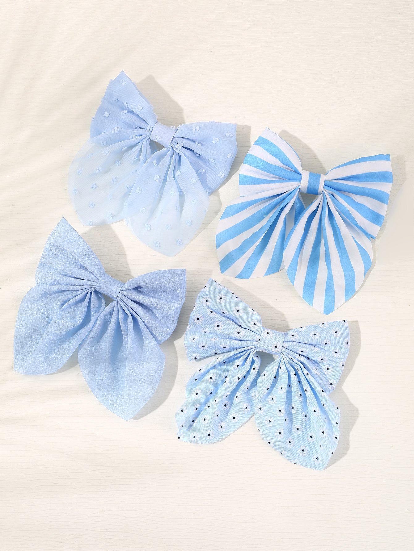 Set of 4 - Striped Bow Hair Clip