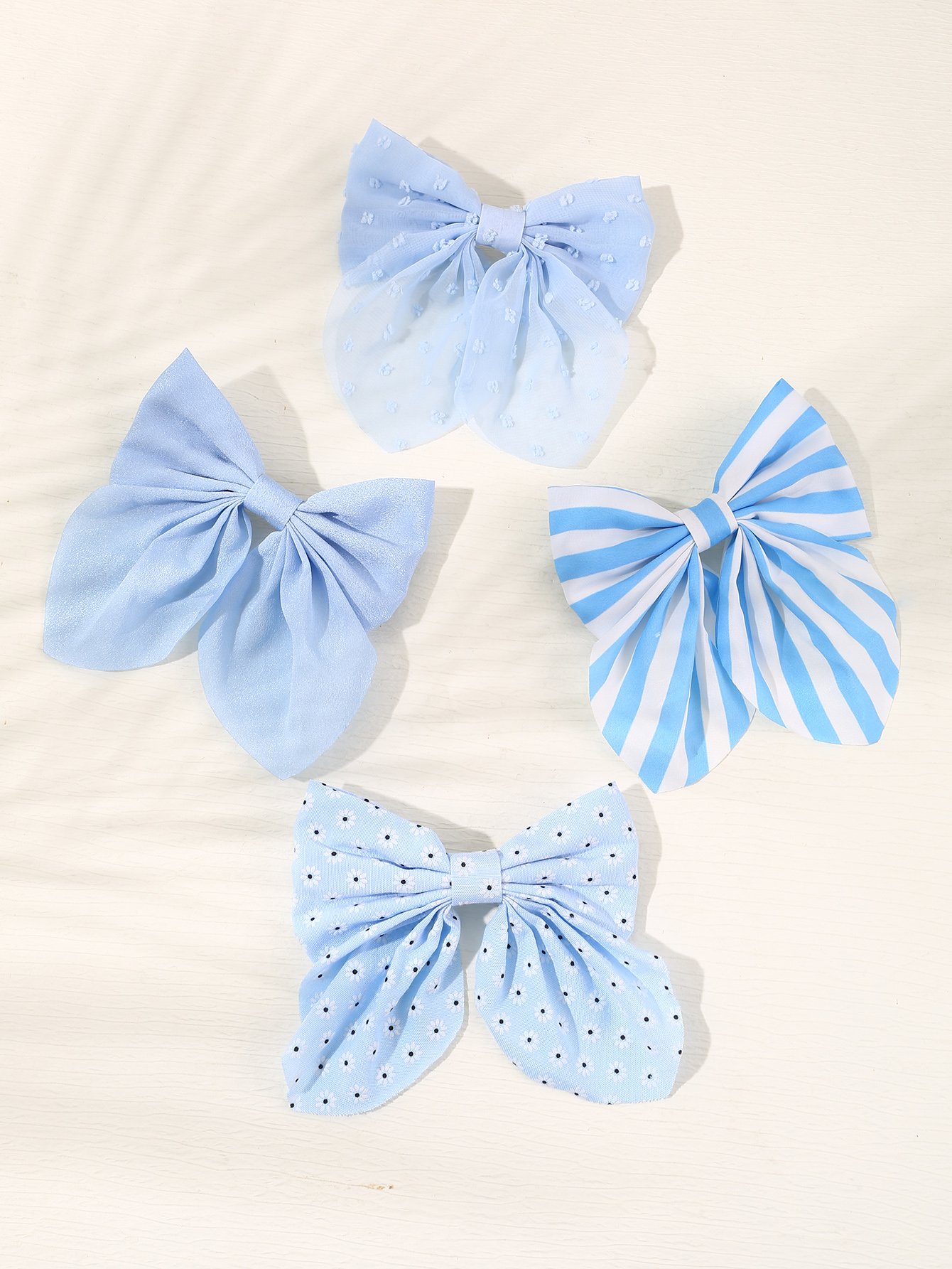 Set of 4 - Striped Bow Hair Clip