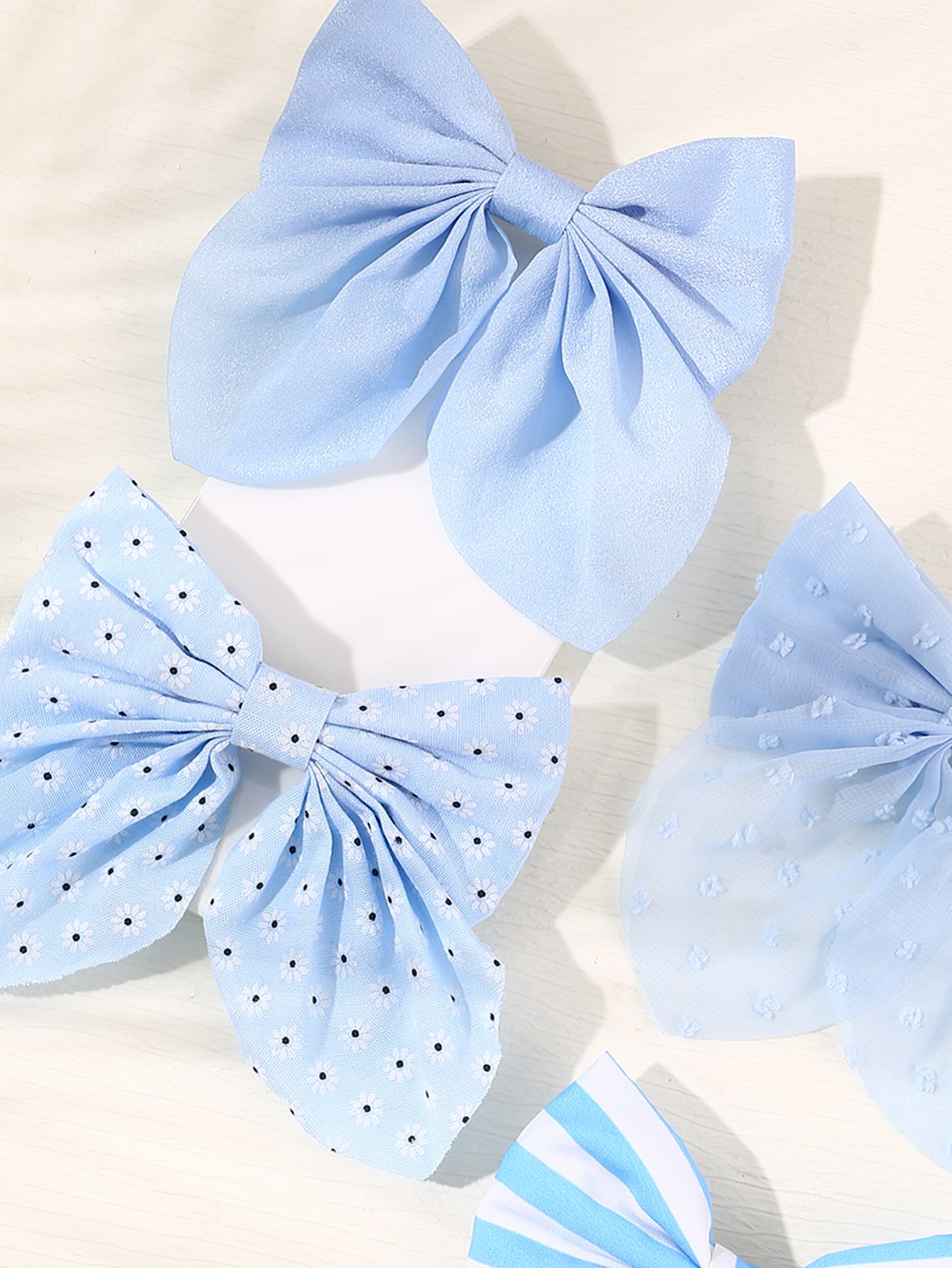 Set of 4 - Striped Bow Hair Clip