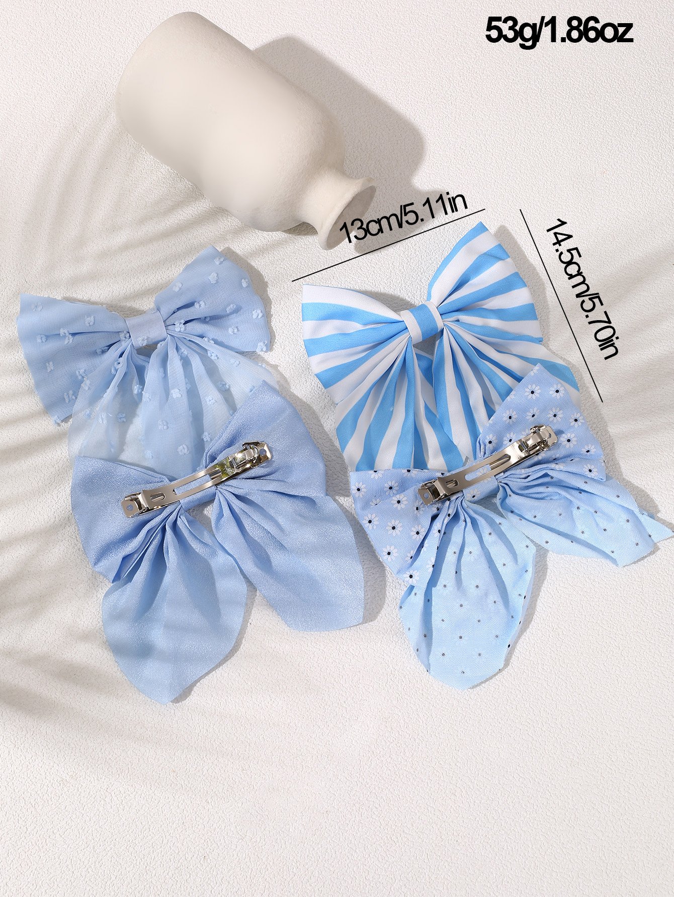 Set of 4 - Striped Bow Hair Clip