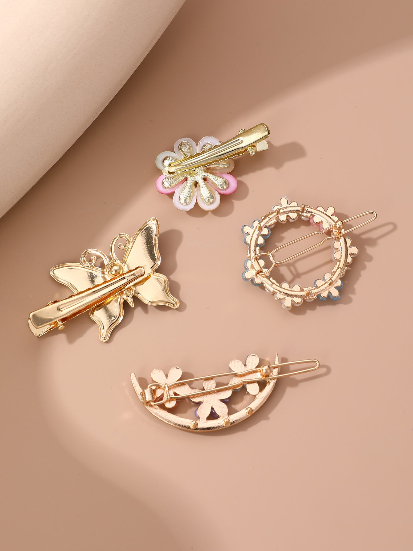 Set of 4 - Embellished Flower Hair Clip