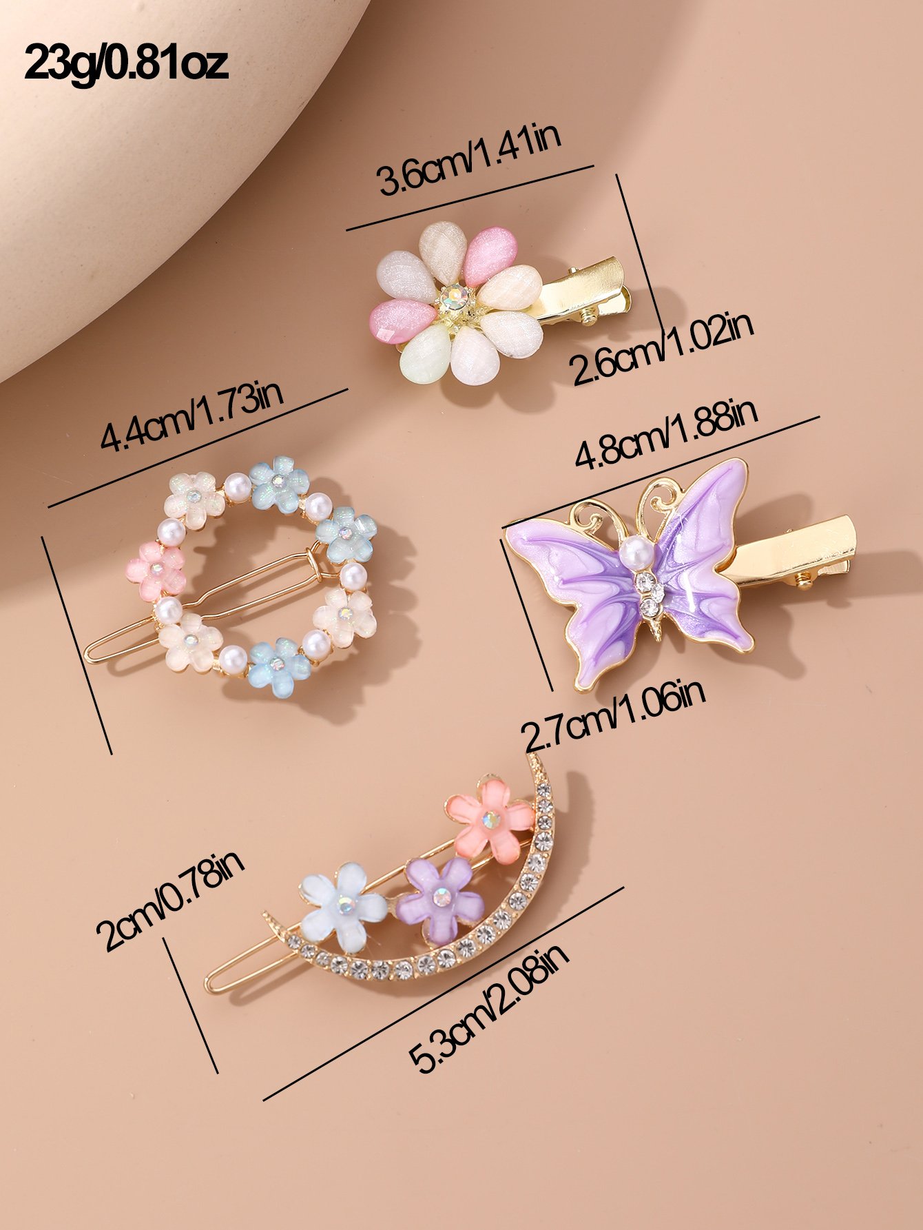 Set of 4 - Embellished Flower Hair Clip