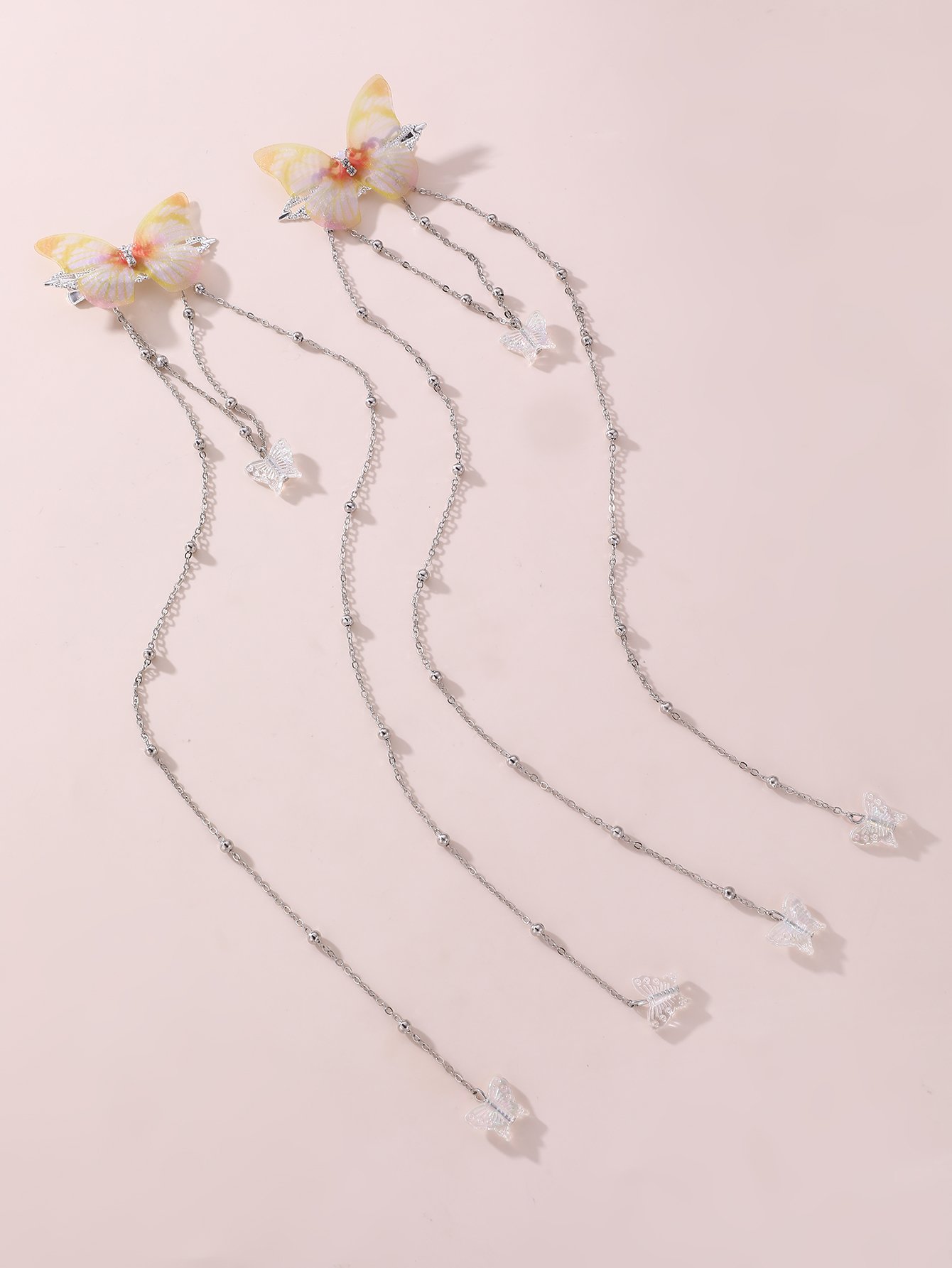 Set of 2 -  Color Block Colored Butterfly Hair Clip