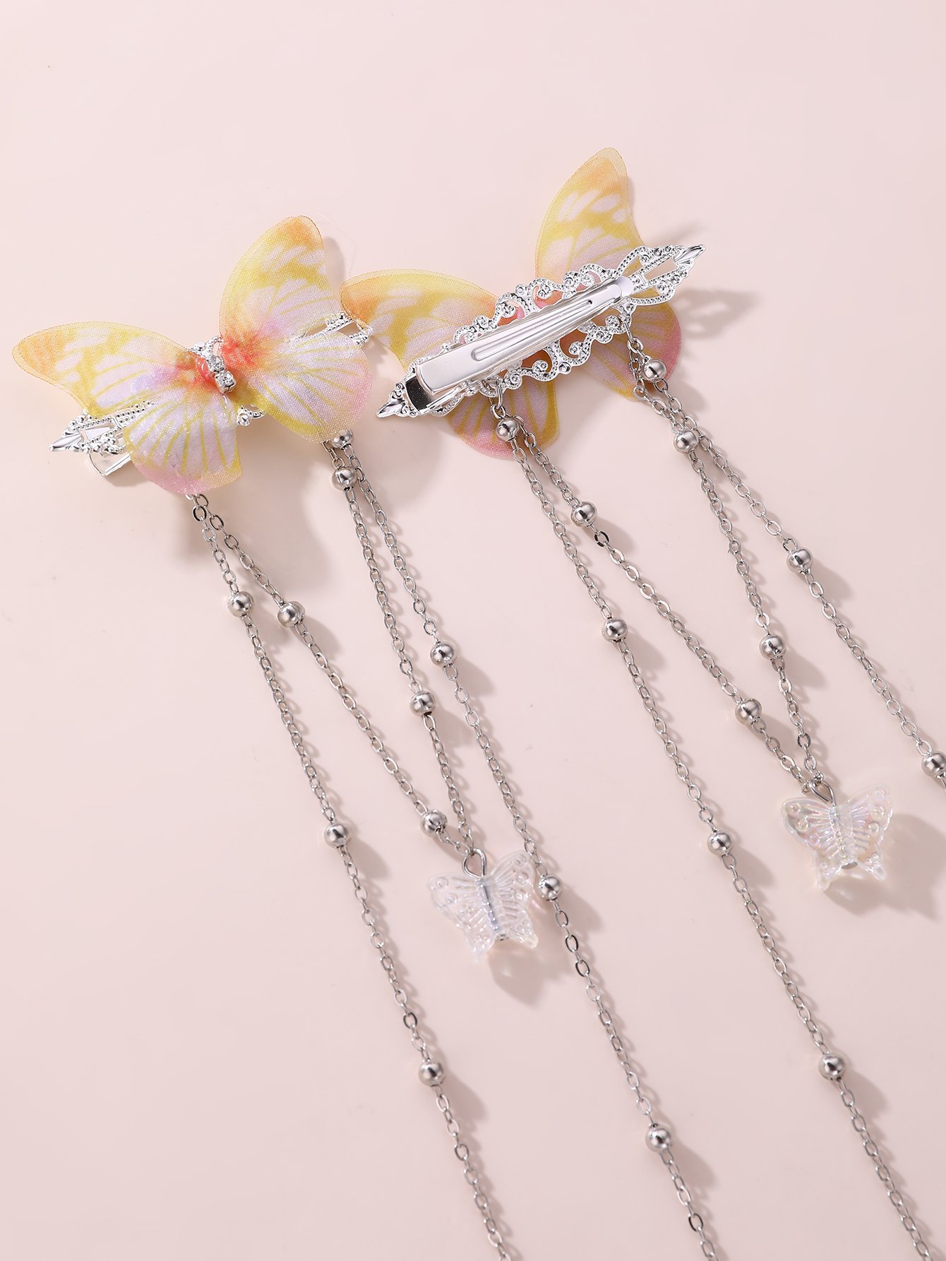 Set of 2 -  Color Block Colored Butterfly Hair Clip