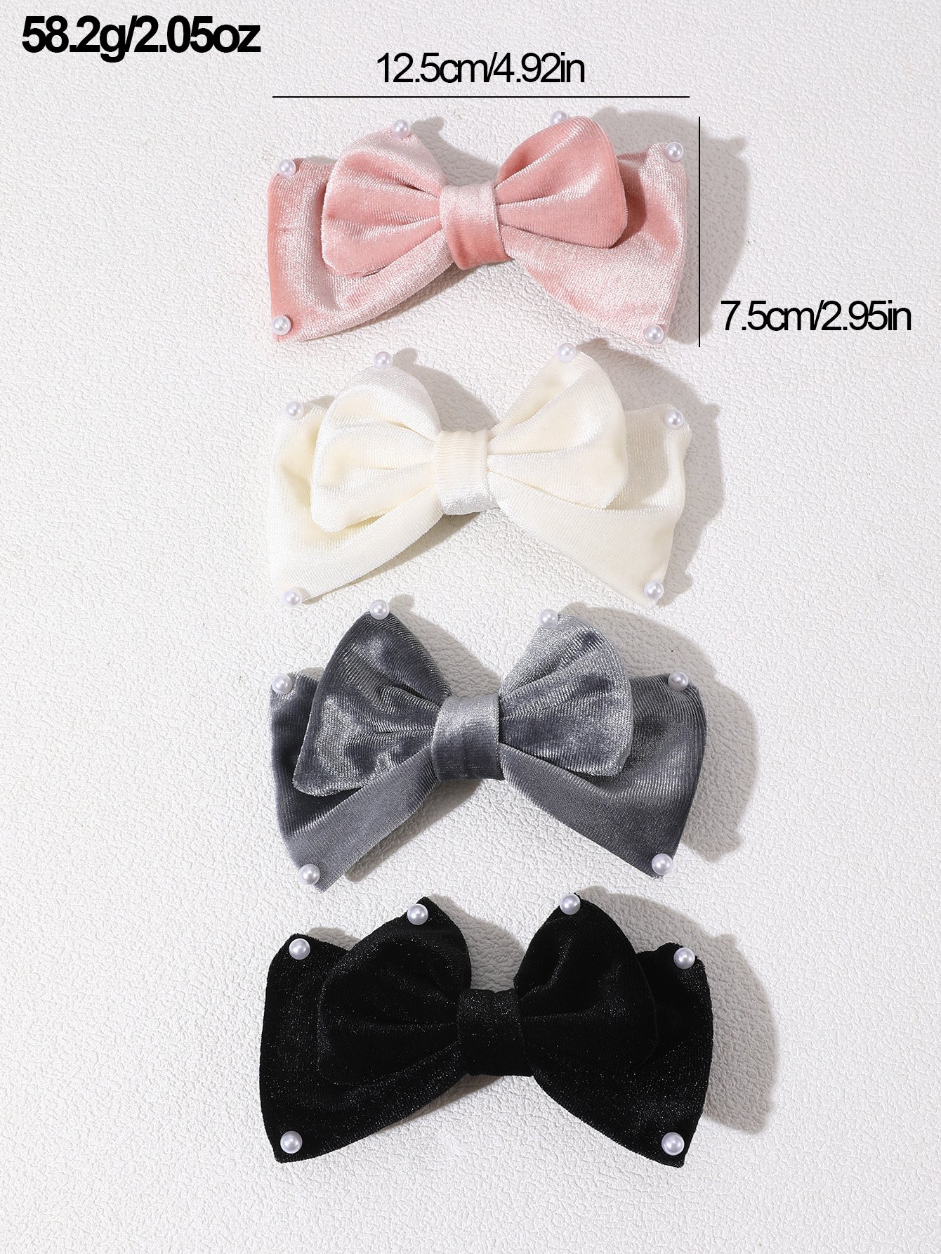 Set of 4 - Bow Hair Clips with Pearl Accent