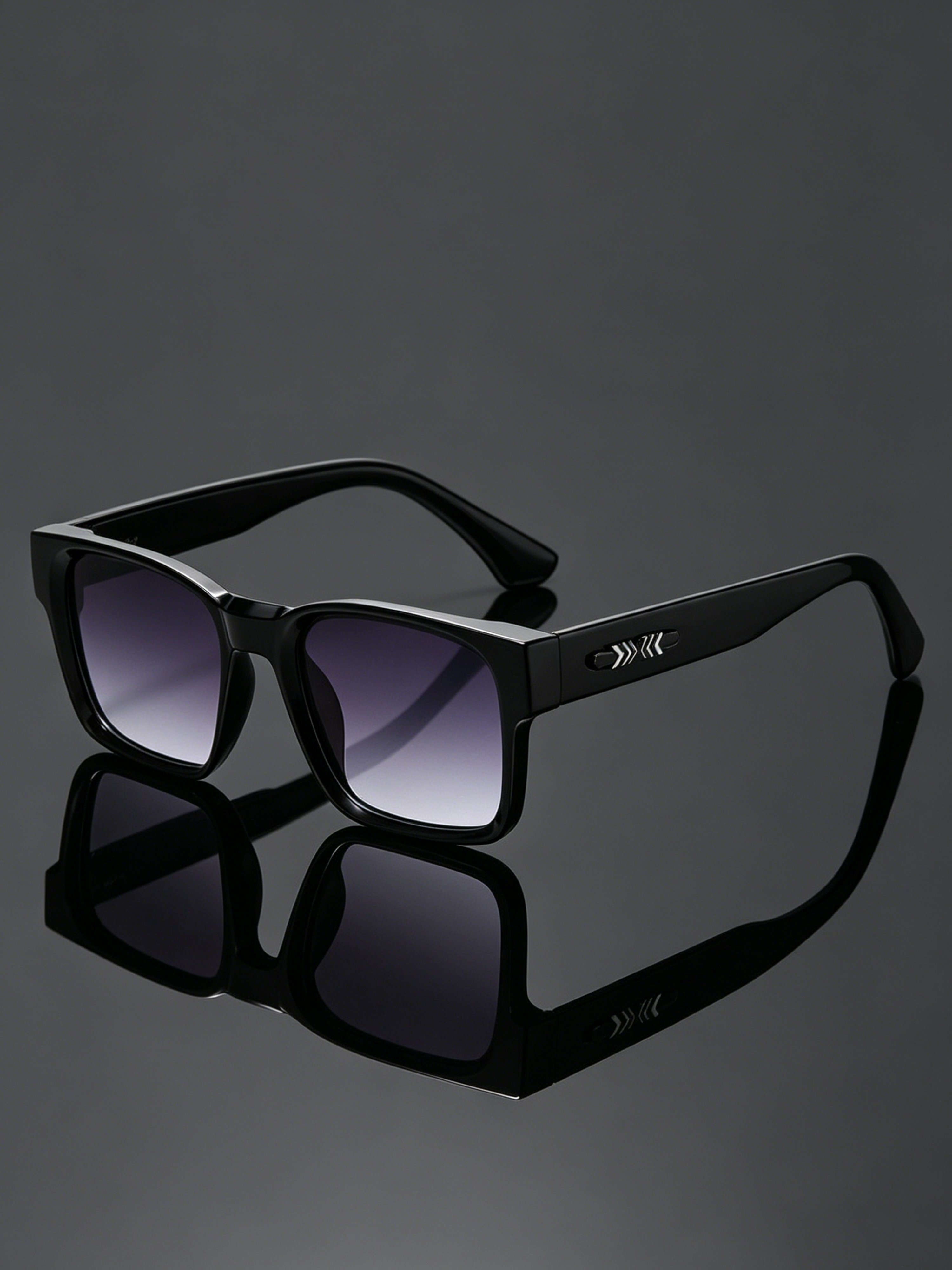 Men Black Square Sunglasses