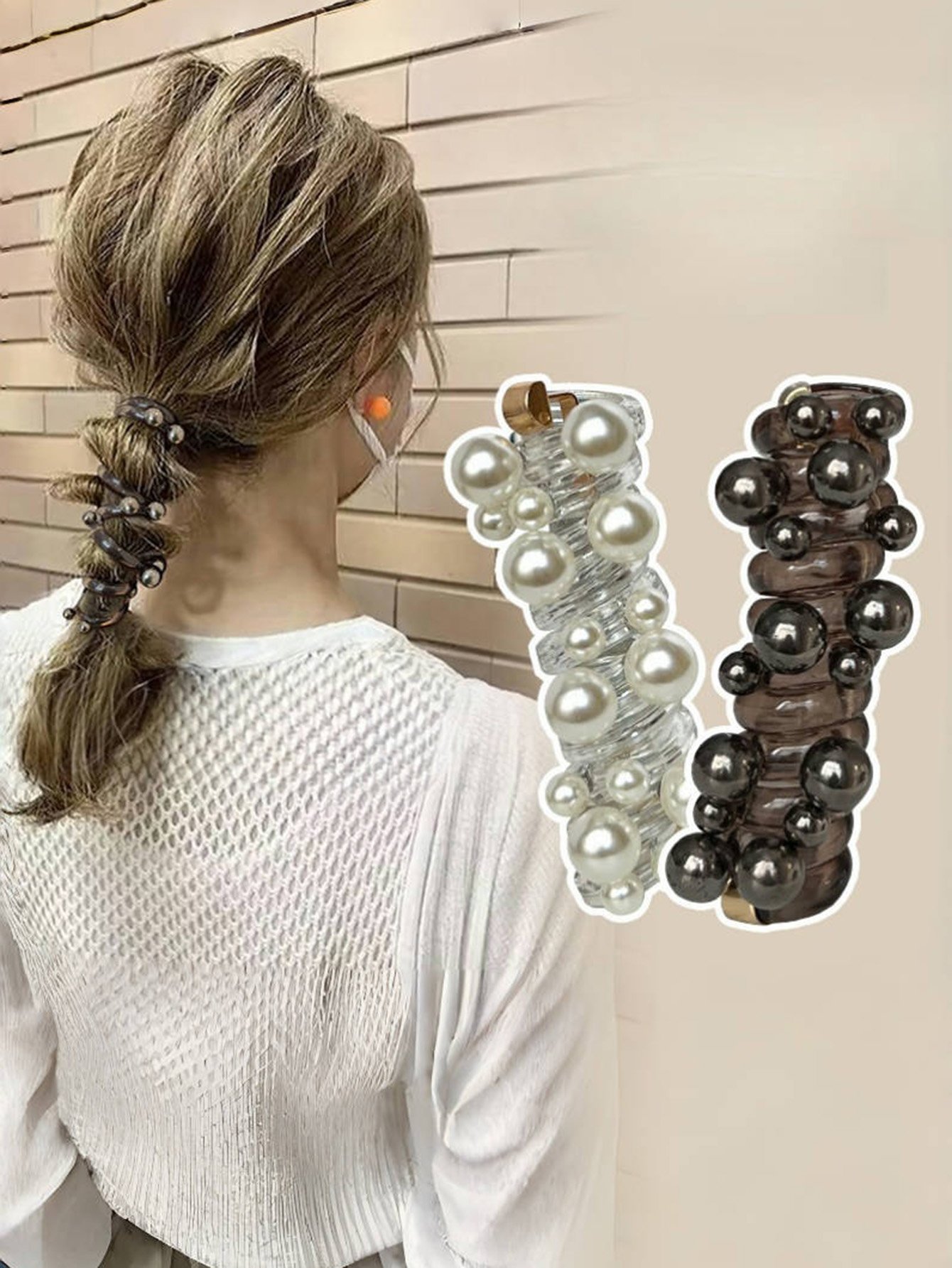 Set of 2 - Beaded Wire-Style Hair Tie