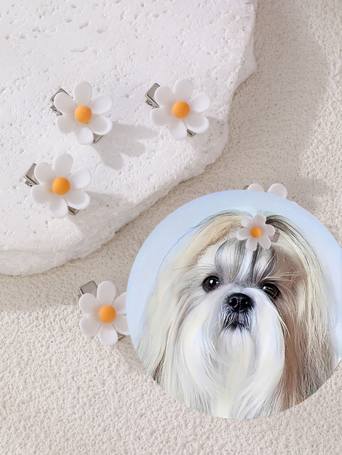 Pack of 8 - White Flower Hair Clips