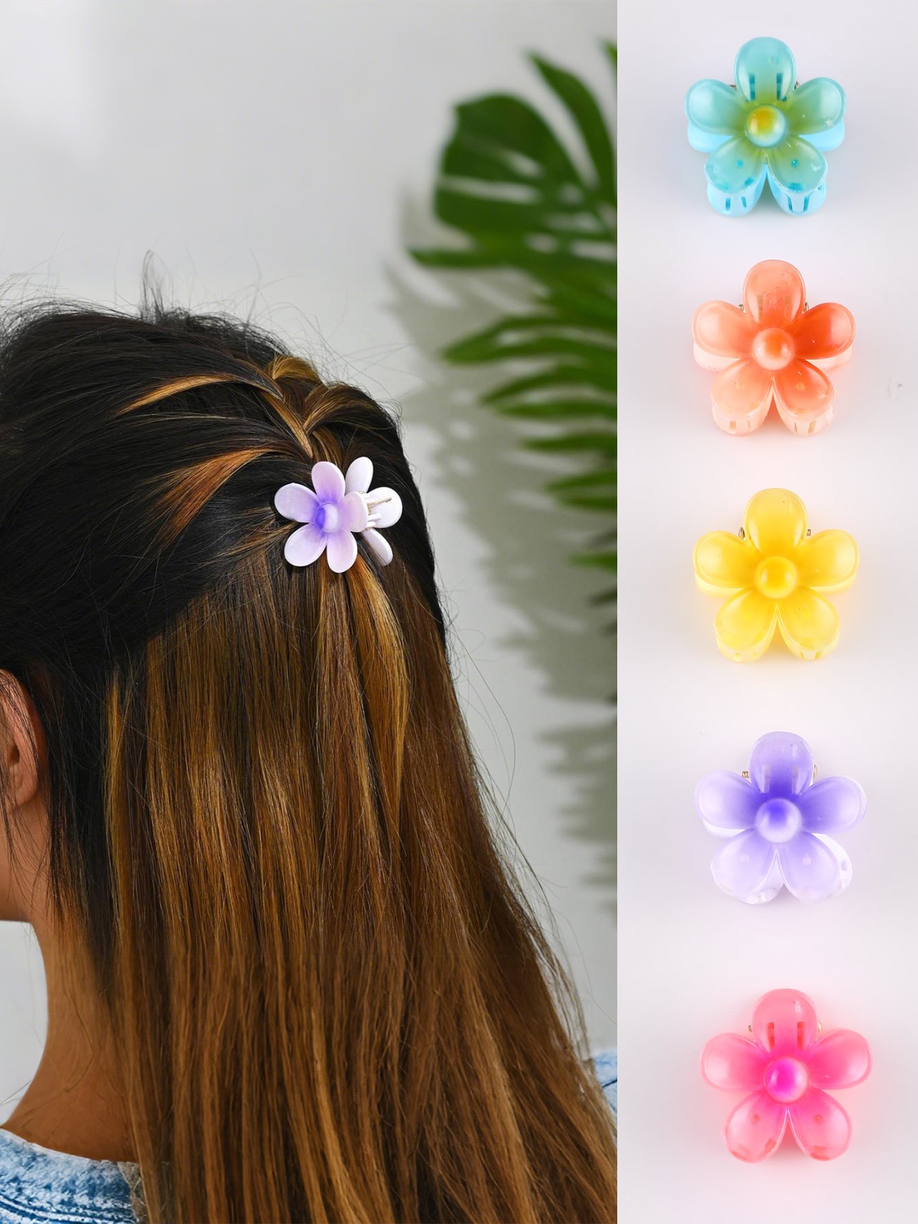 Set of 5 - Flower Mini Hair Clips