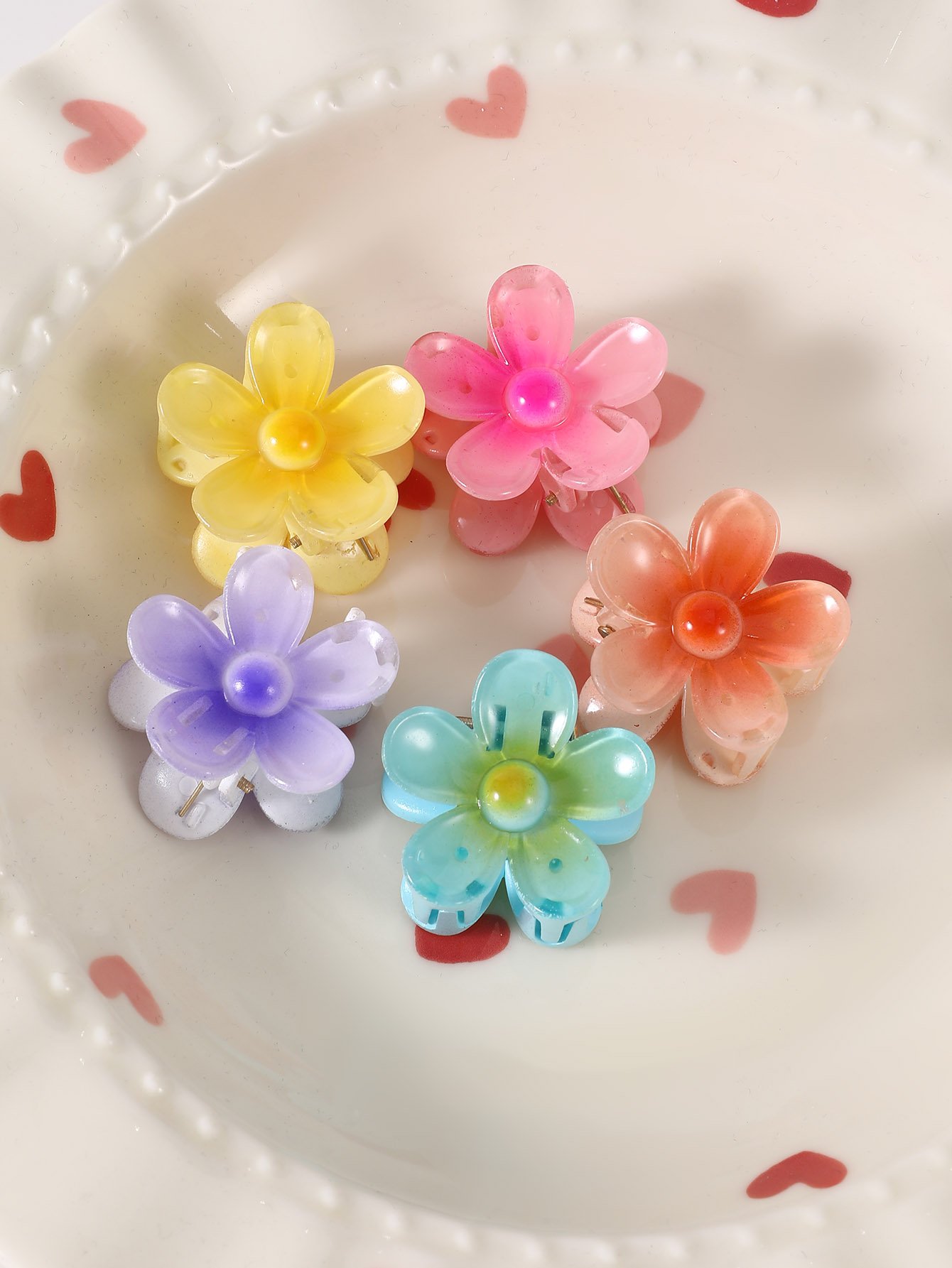 Set of 5 - Flower Mini Hair Clips