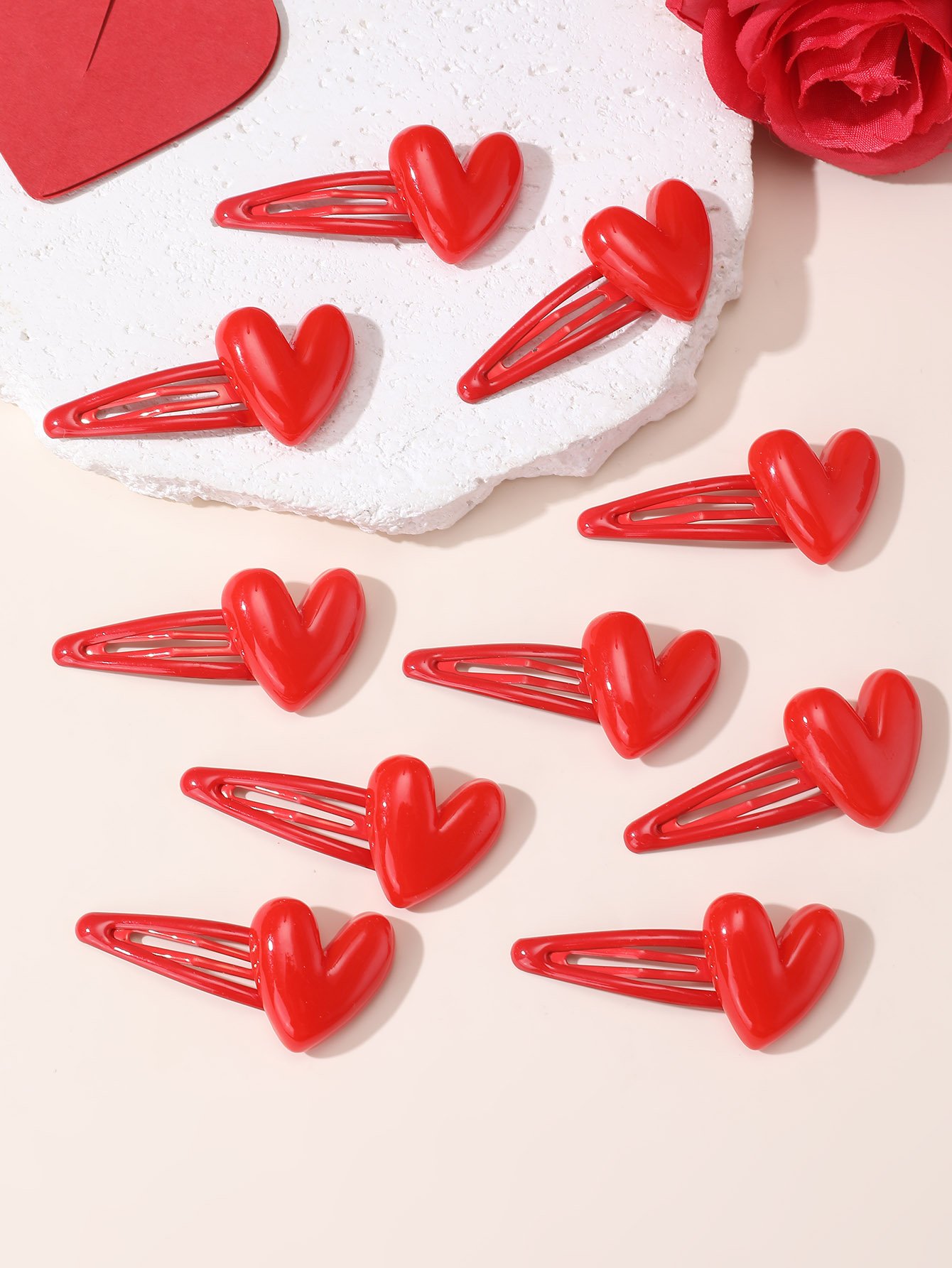 Set of 10 - Heart Hair Clip