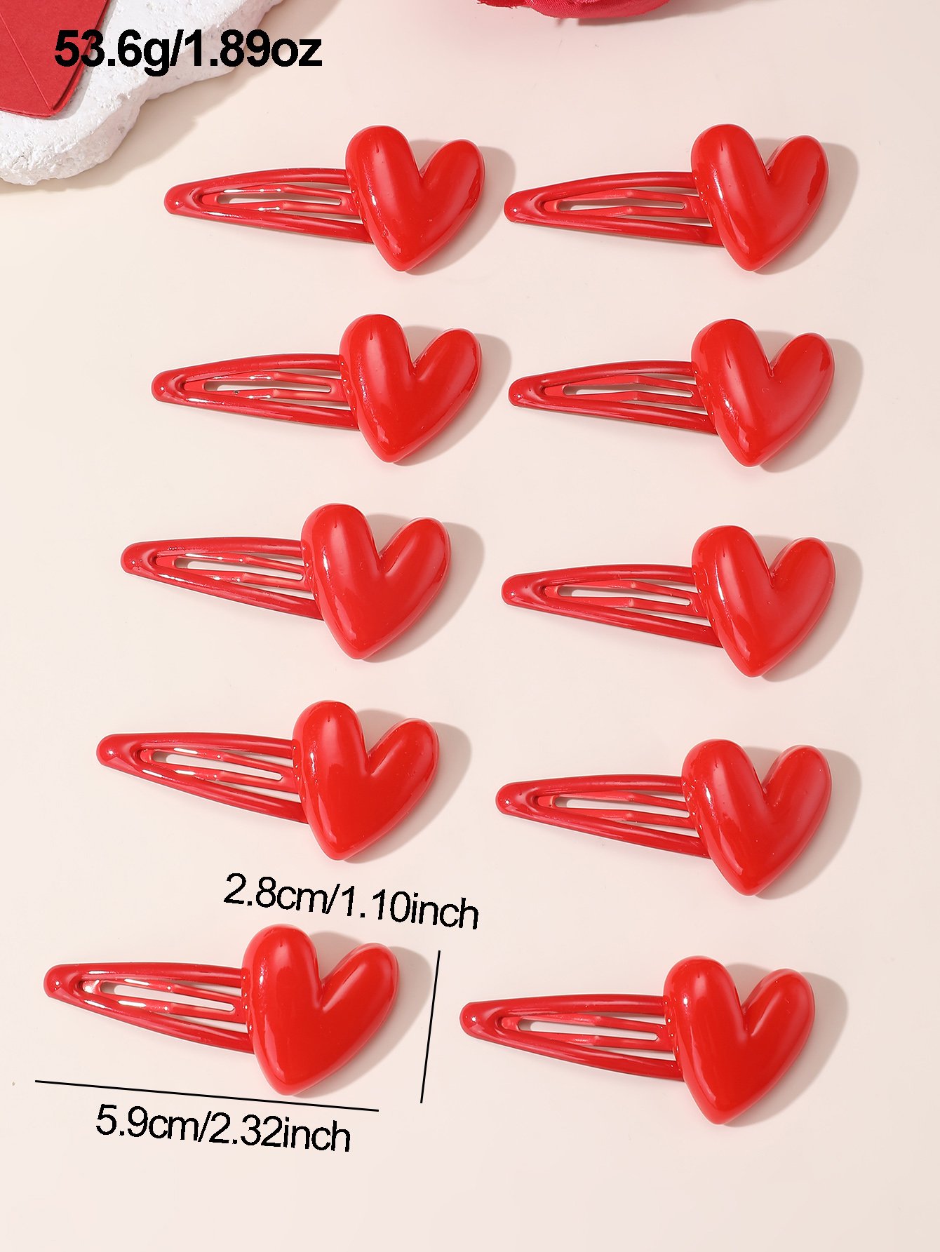Set of 10 - Heart Hair Clip