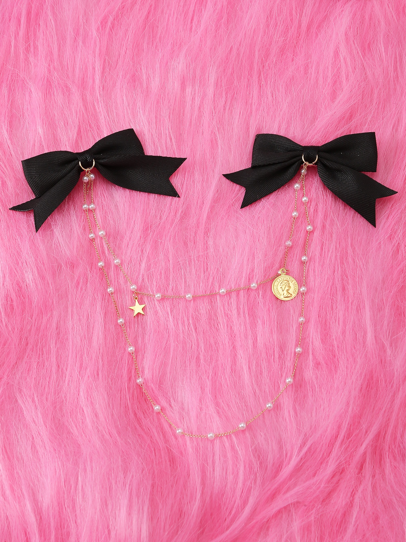 Bow Hair Clip with Chain