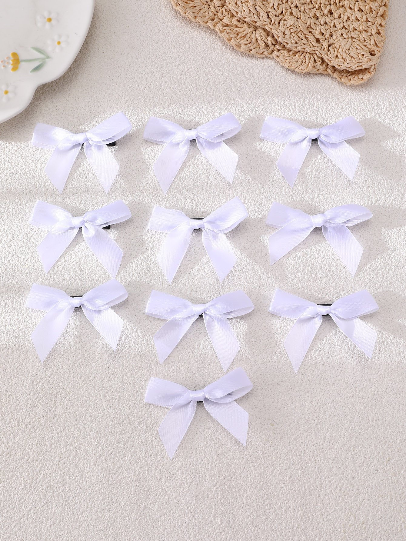 Pack of 10 - Multi-Color Satin Bow Hair Clips