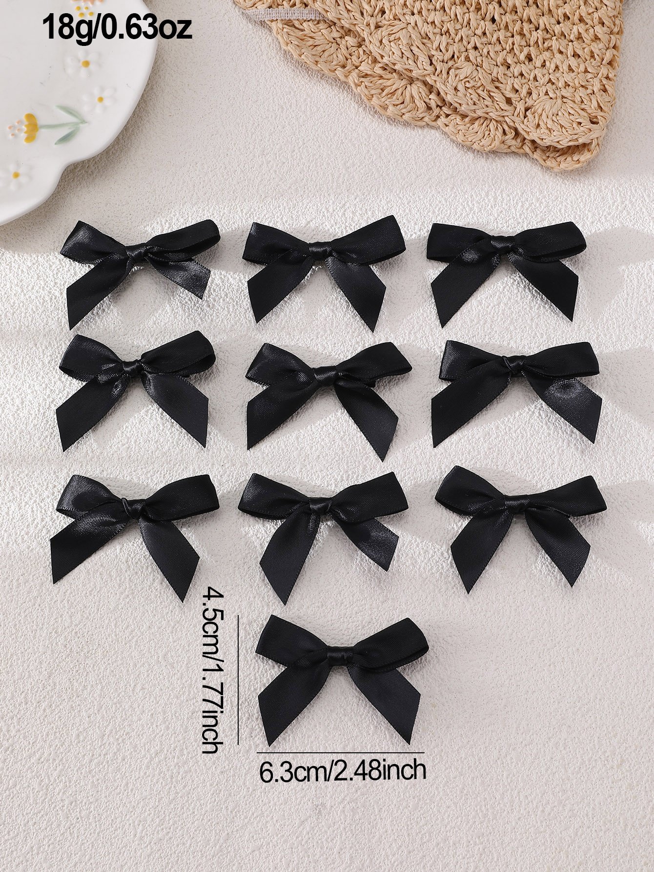 Pack of 10 - Multi-Color Satin Bow Hair Clips