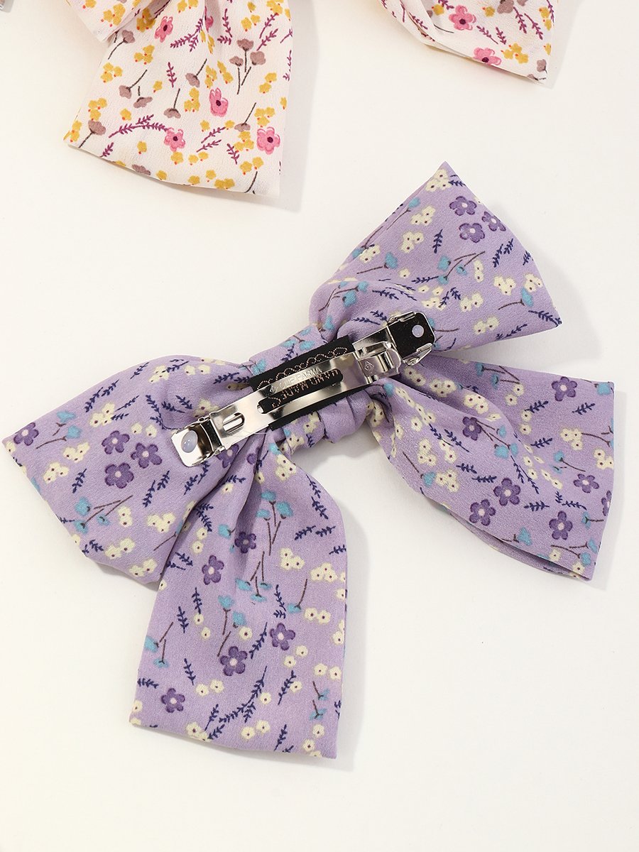 Pack of 3 - Multi-Color Floral Print Bow Hair Clips
