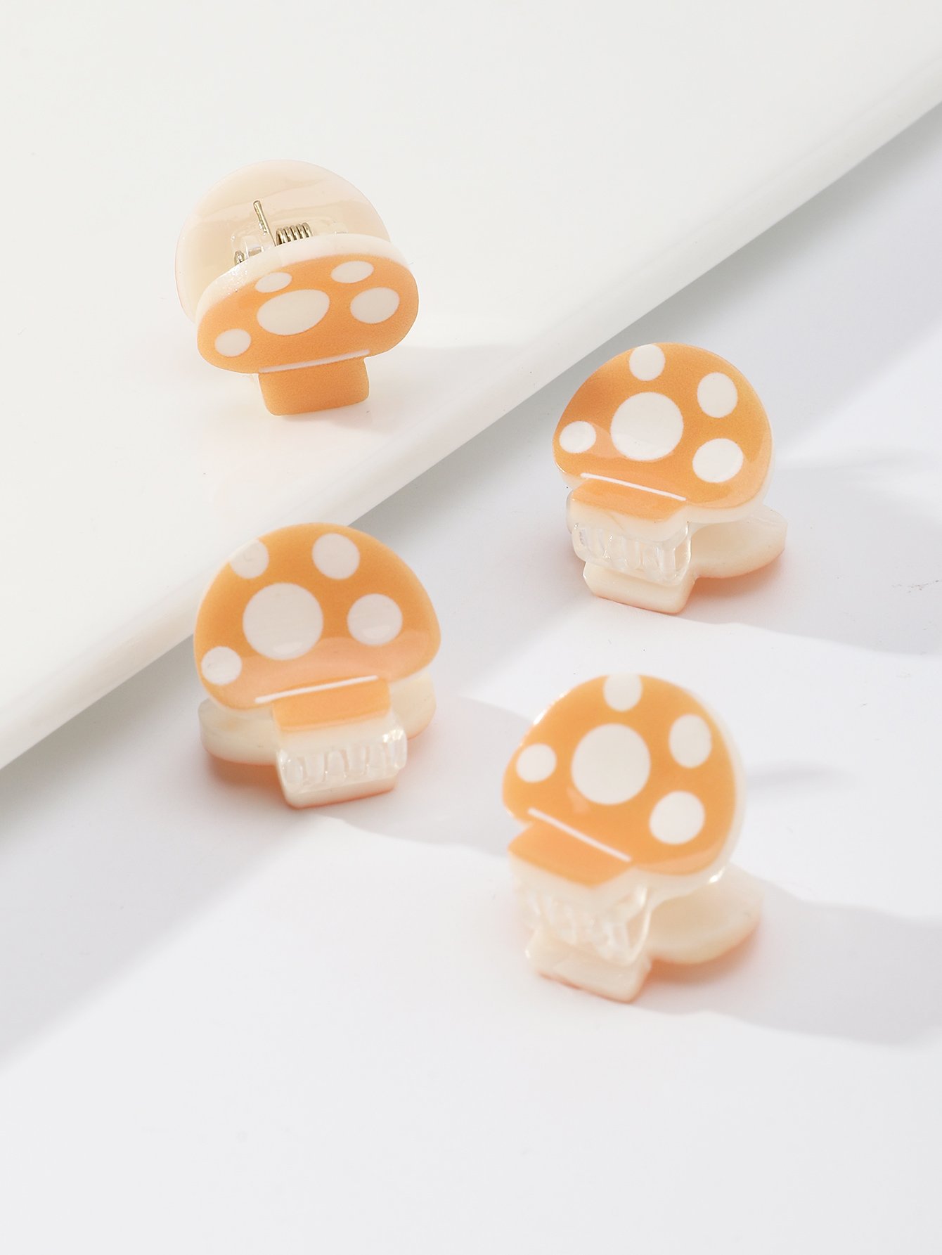 Pack of 4 - Orange Mushroom Hair Clips