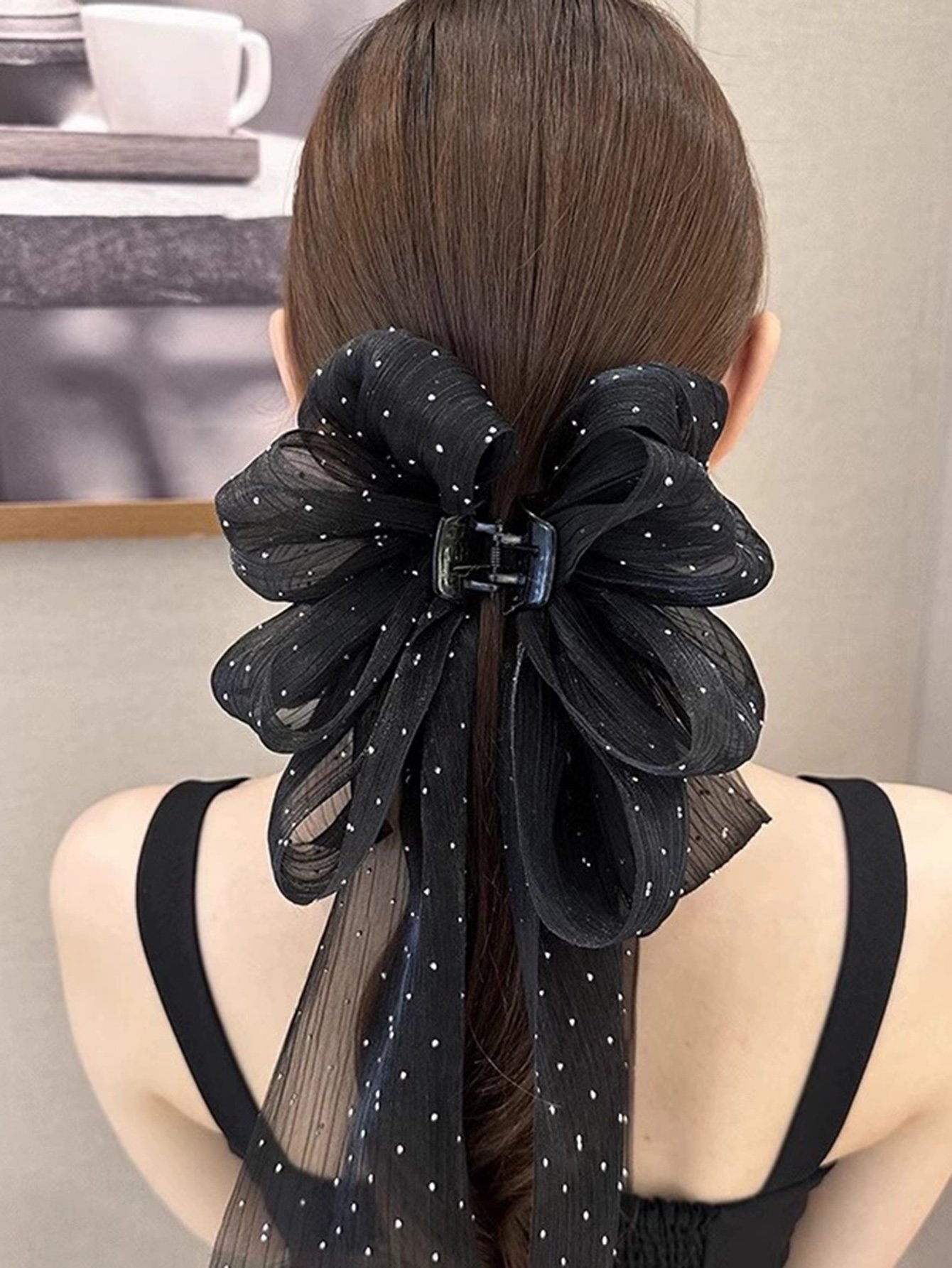 Dot Pattern Bow Claw Clip