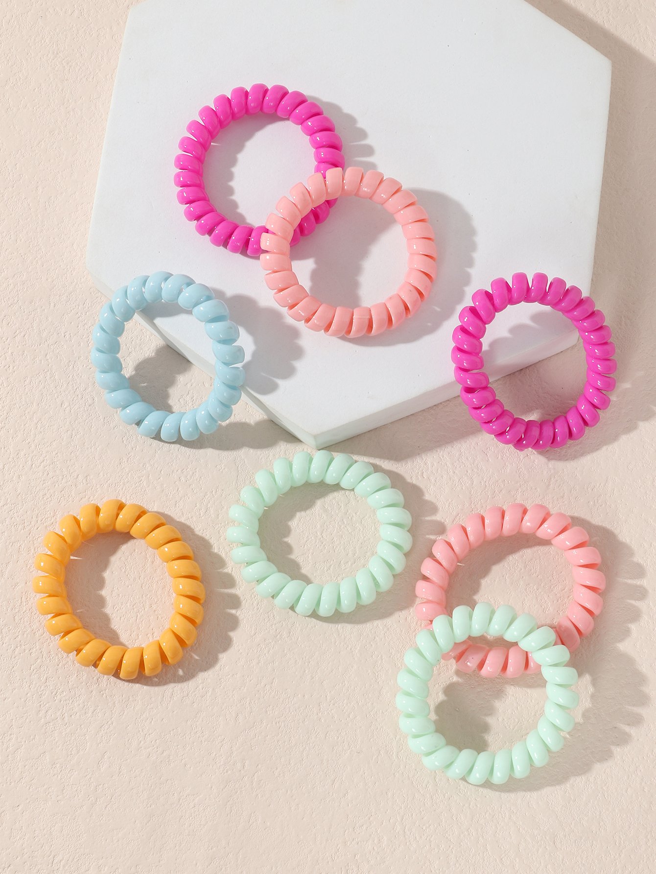 Set of 8 - Spiral Elastic Hair Ties