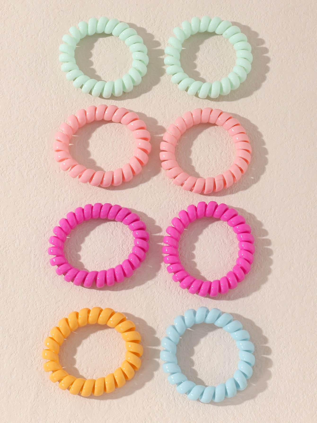 Set of 8 - Spiral Elastic Hair Ties