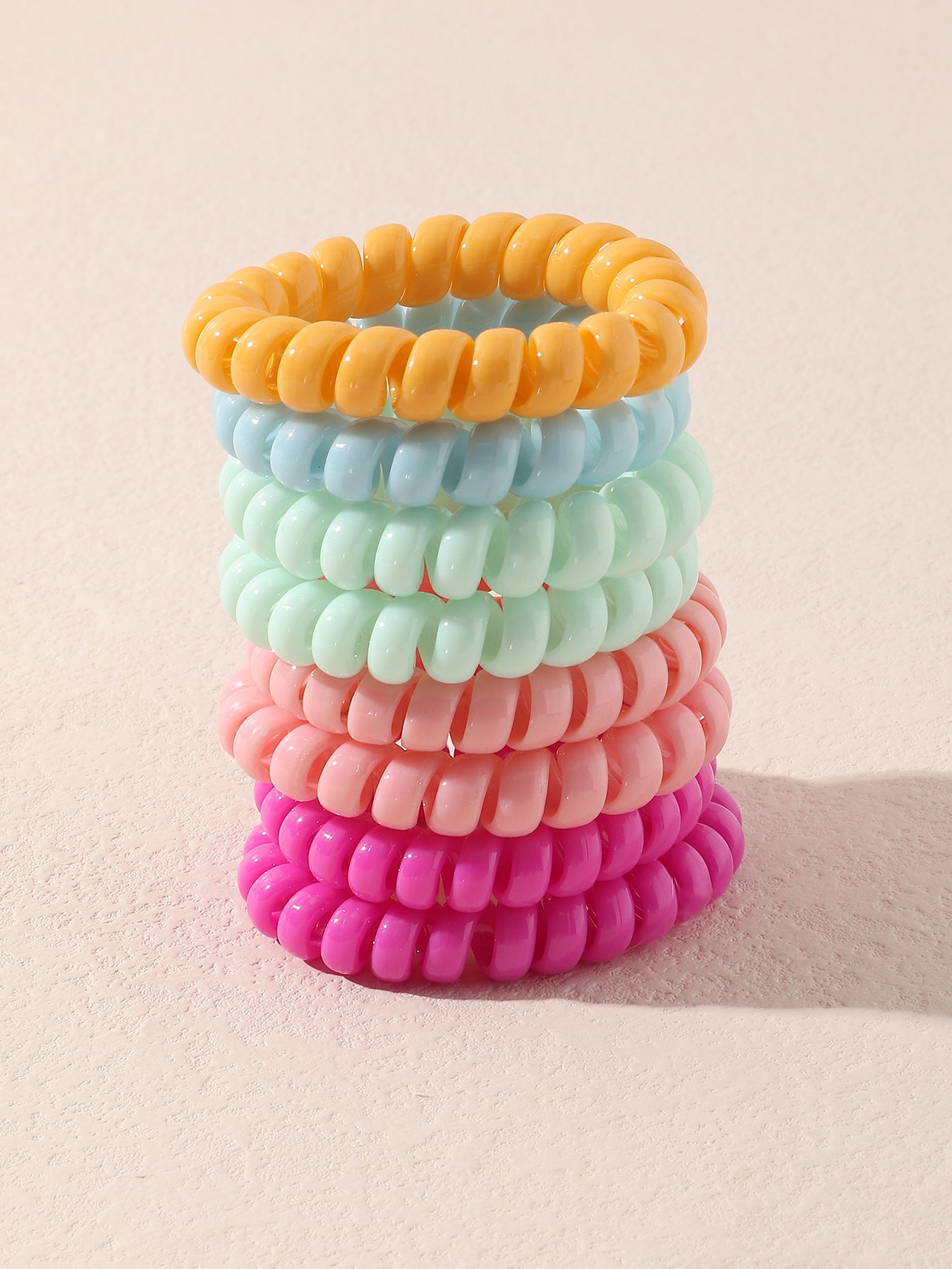 Set of 8 - Spiral Elastic Hair Ties