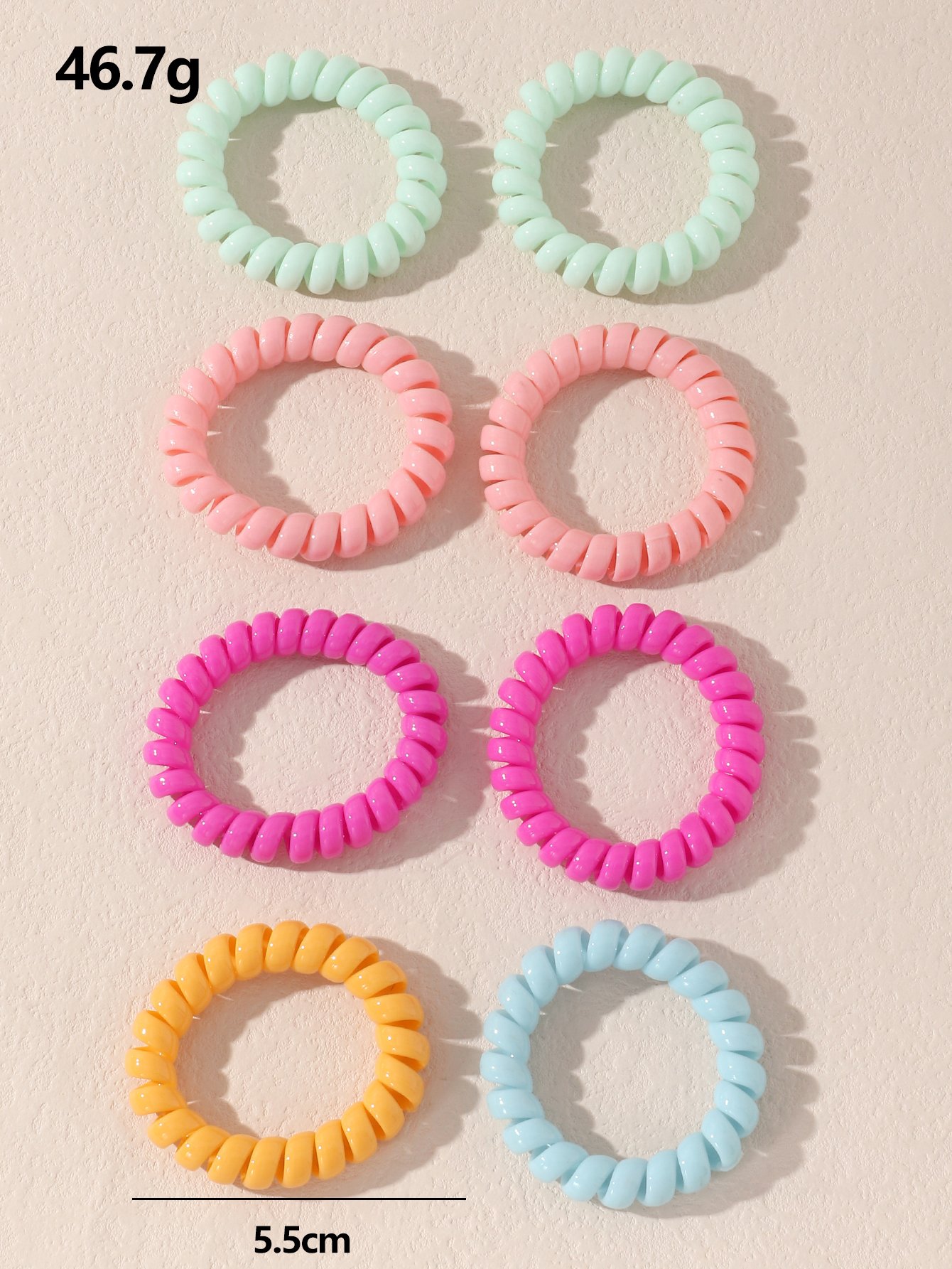 Set of 8 - Spiral Elastic Hair Ties