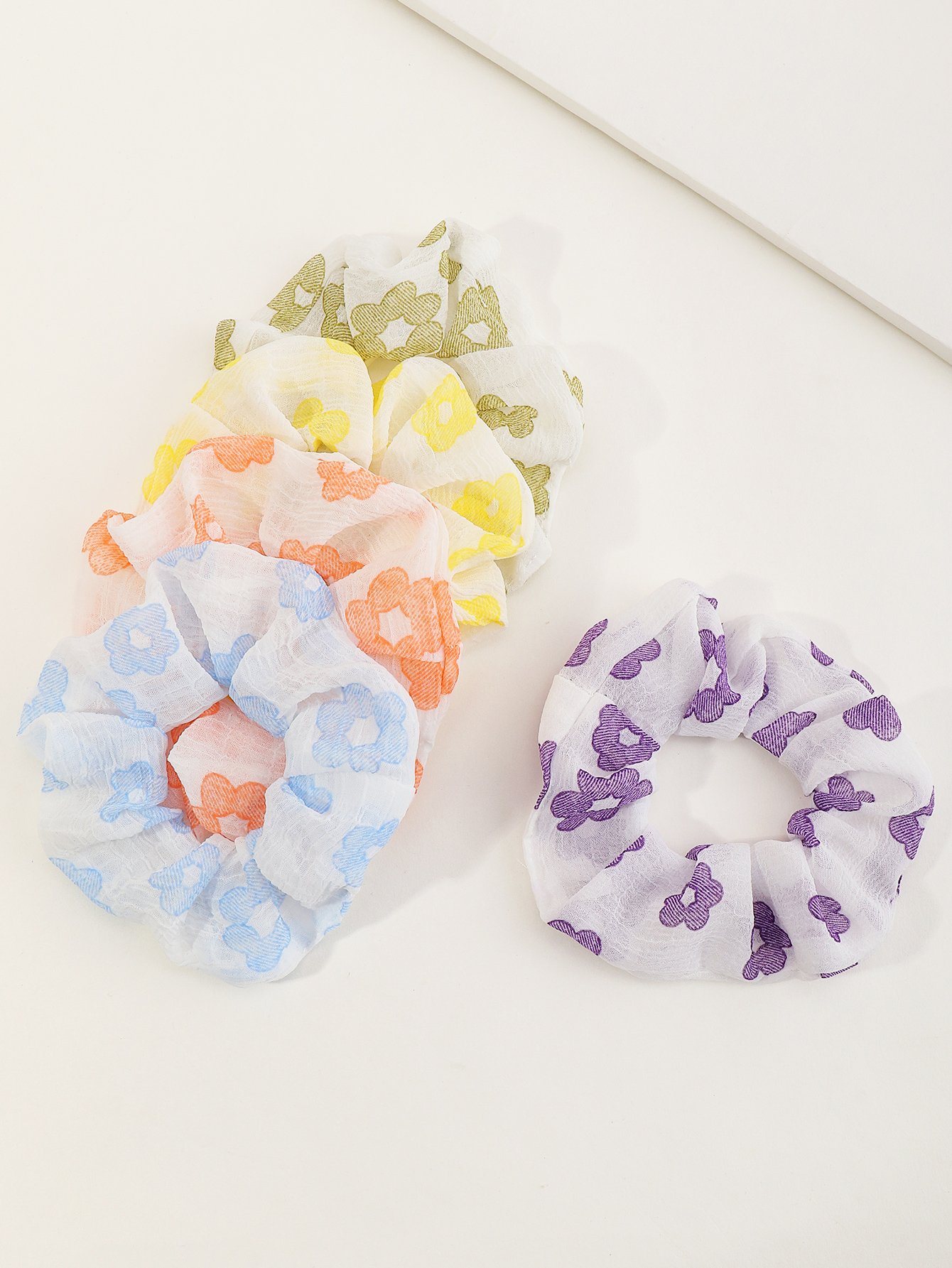 Set of 5 - Floral Print Scrunchies