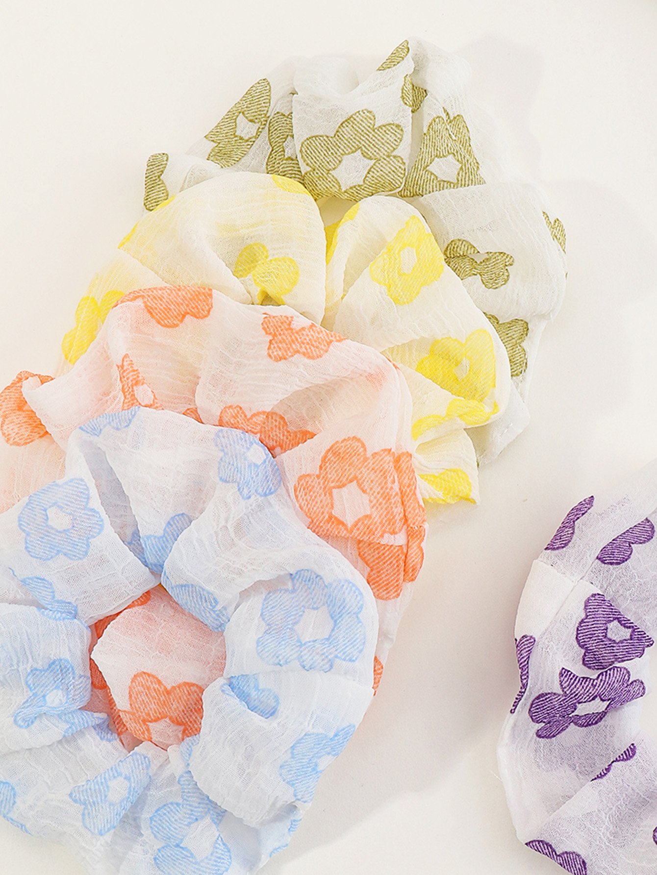 Set of 5 - Floral Print Scrunchies