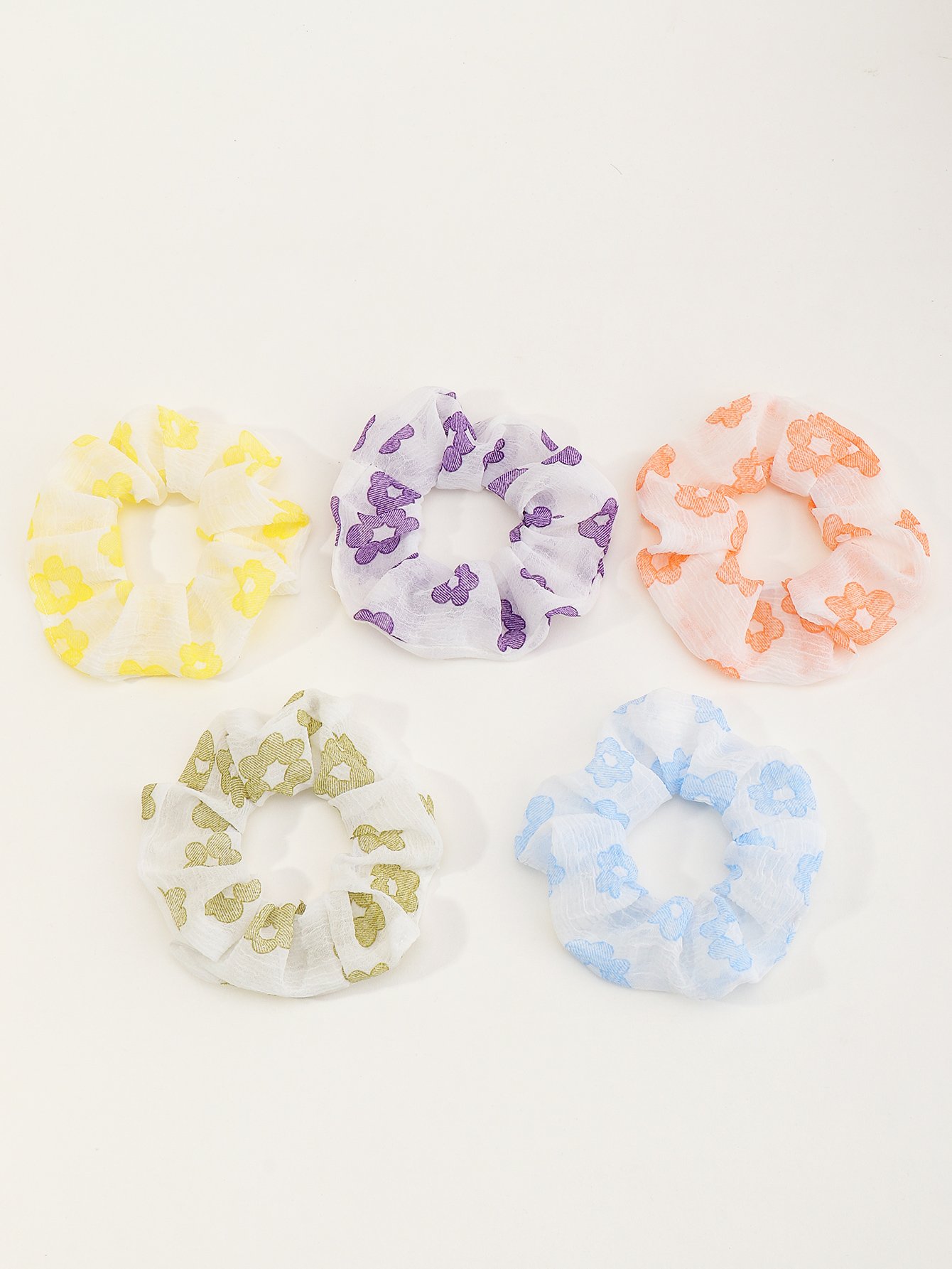 Set of 5 - Floral Print Scrunchies