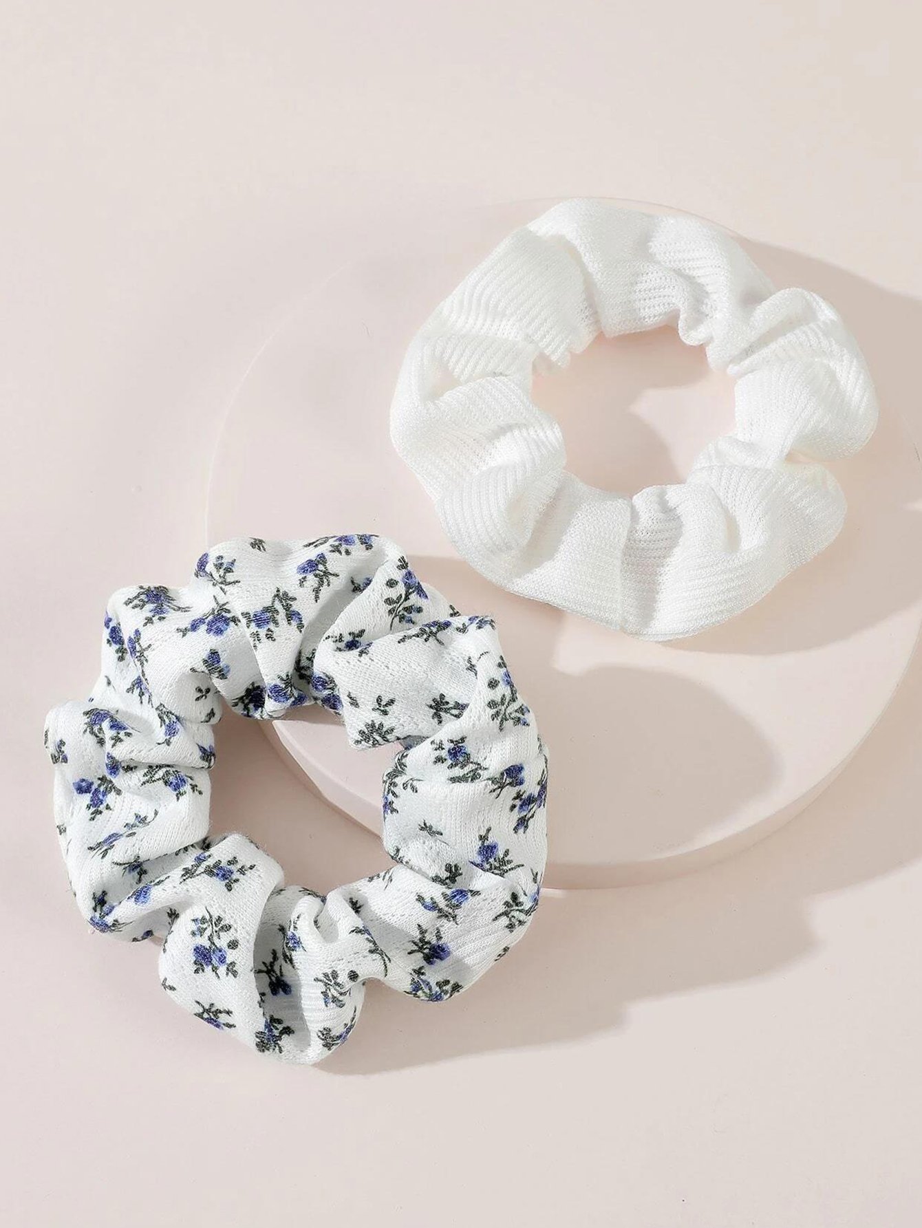 Set of 2 - Floral Print Hair Scrunchies