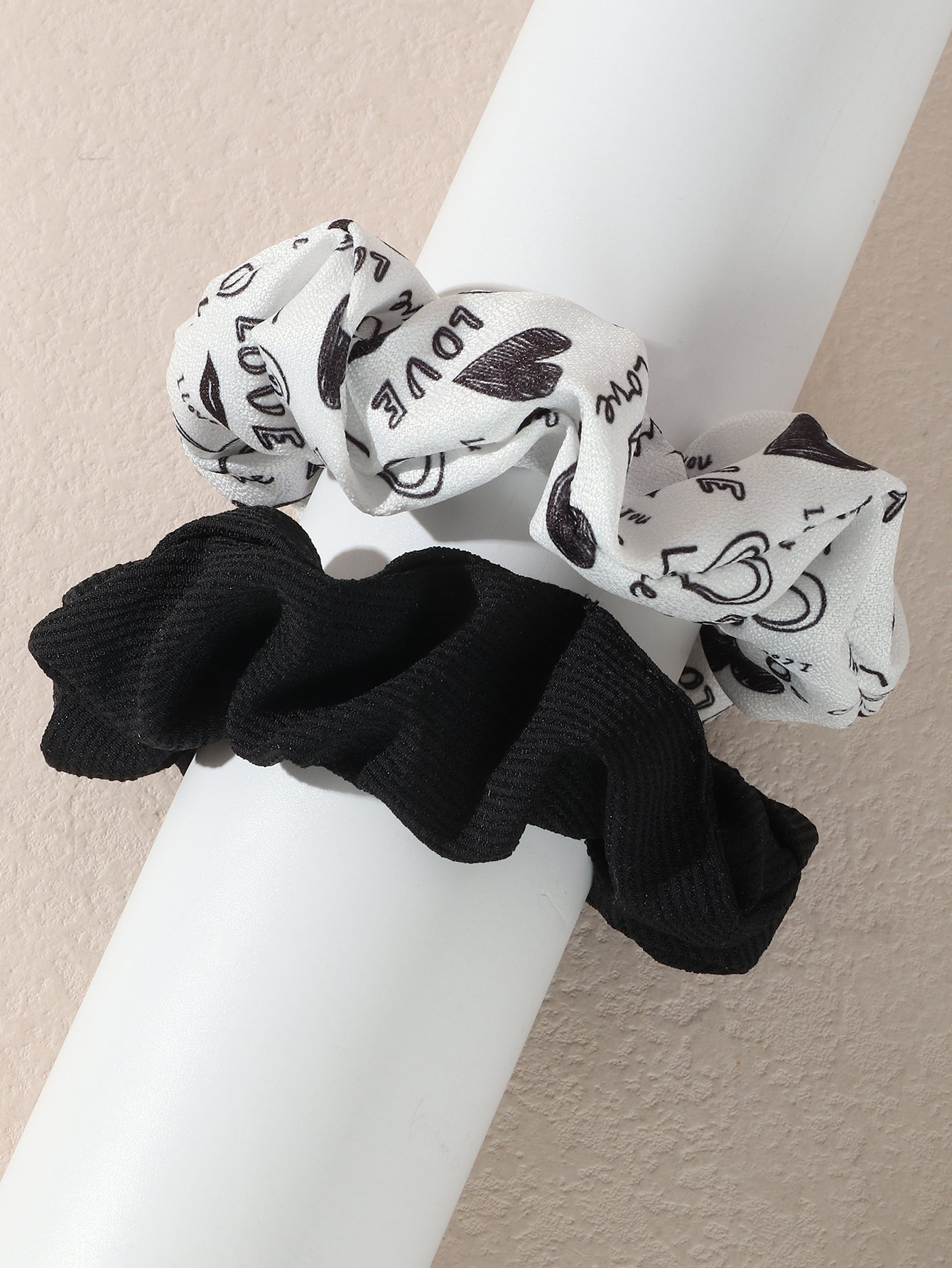 Set of 2 - Heart Print Hair Scrunchies
