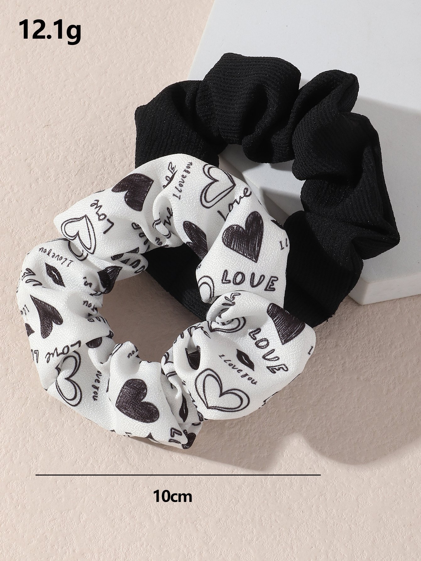 Set of 2 - Heart Print Hair Scrunchies