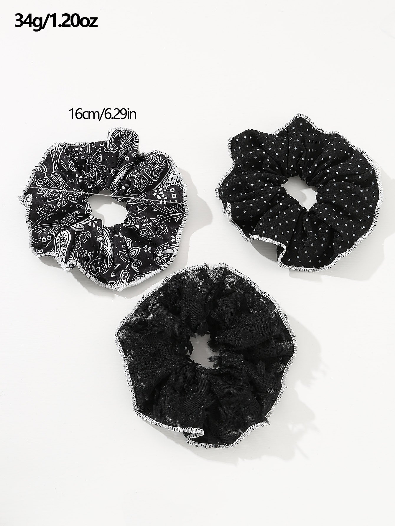 Set of 3 - Printed Hair Scrunchies