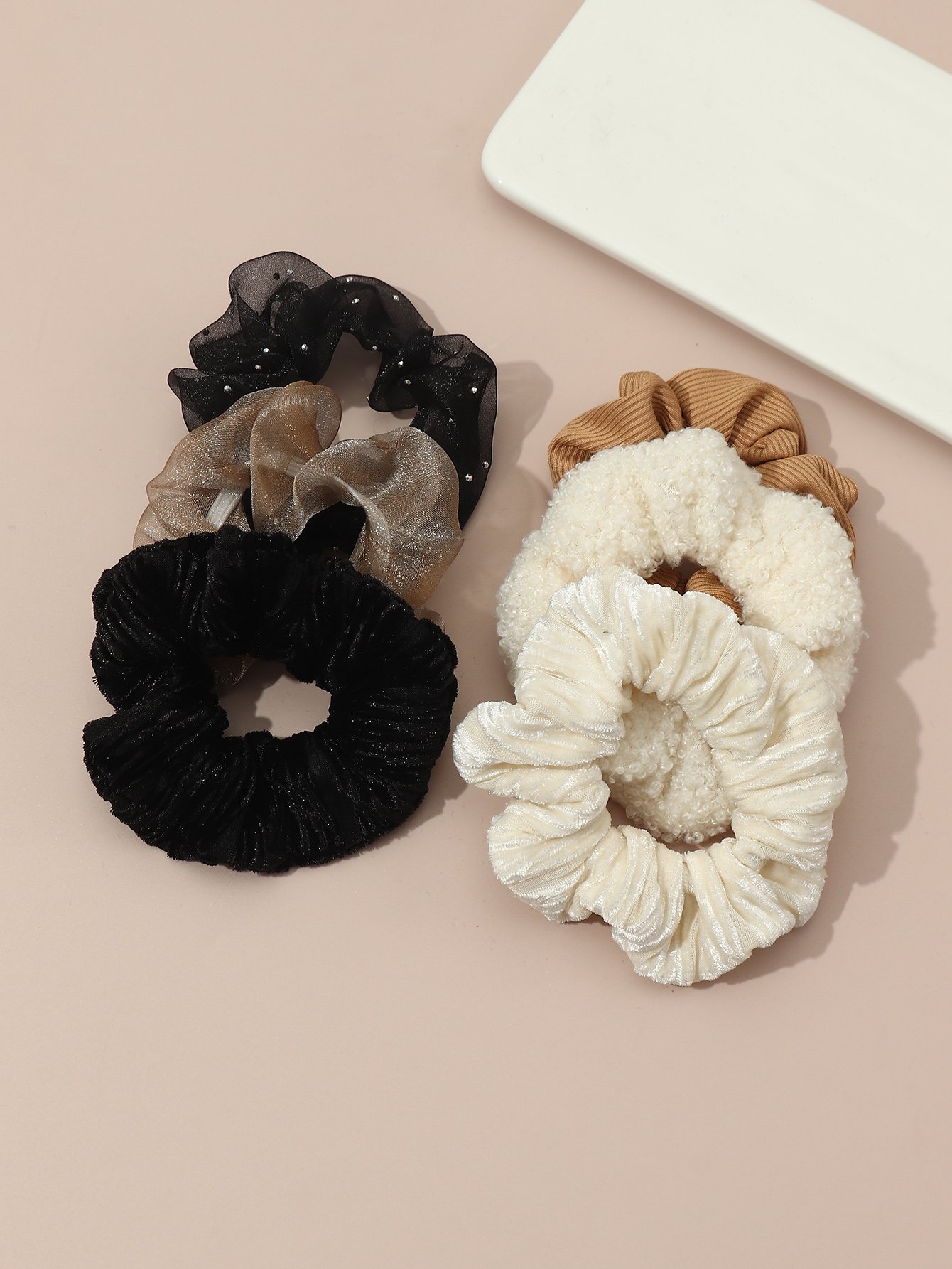 Set of 6 - Textured Hair Scrunchies