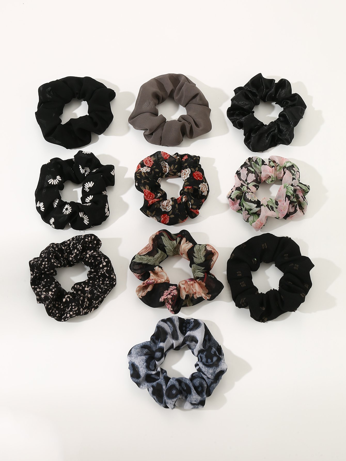 Set of 10 - Printed Hair Scrunchies