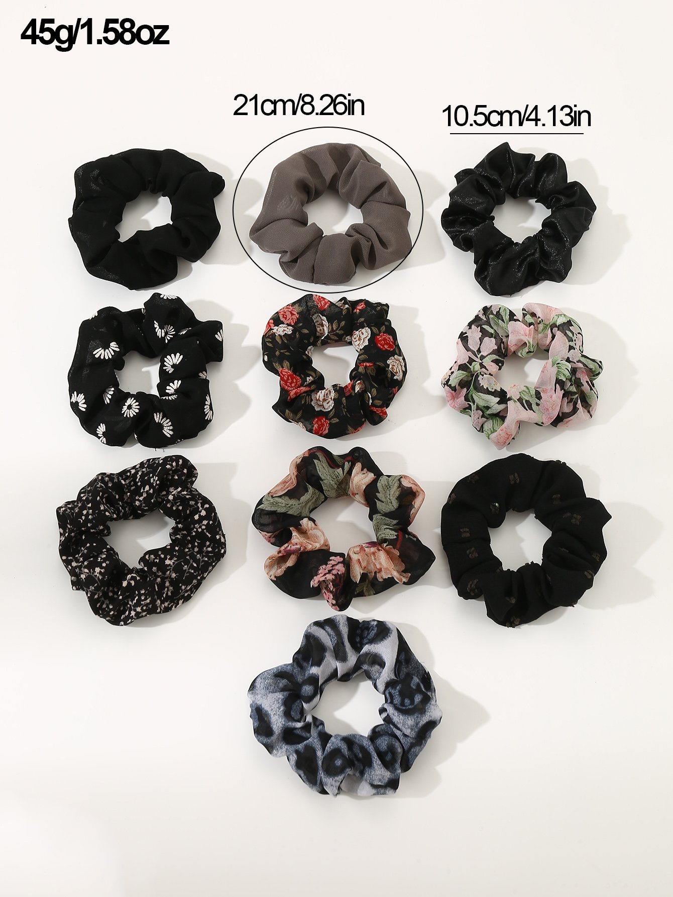 Set of 10 - Printed Hair Scrunchies