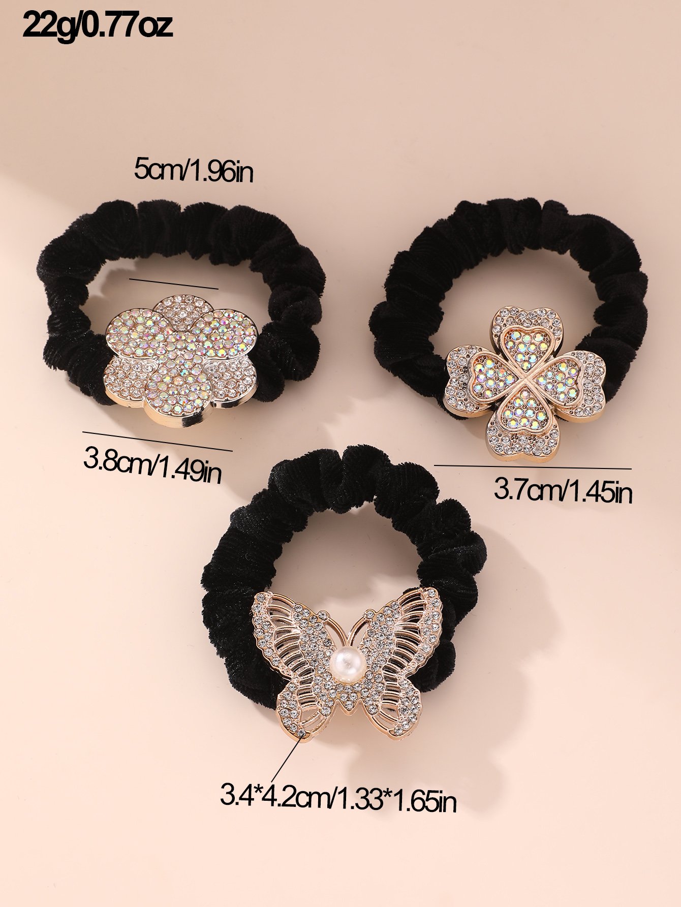 Set of 3 - Embellished Hair Ties