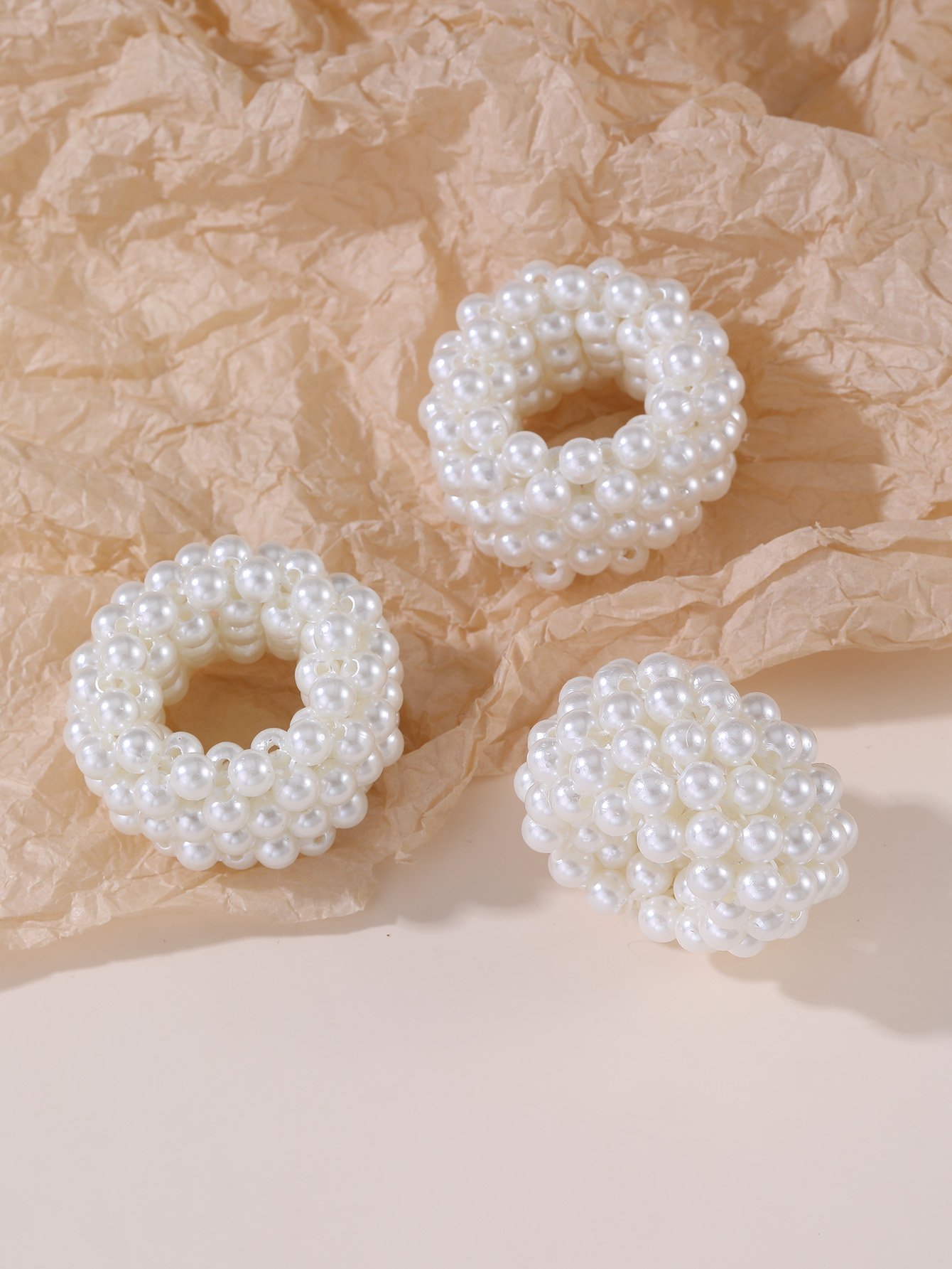 Set of 4 - Pearl Embellished Hair Ties