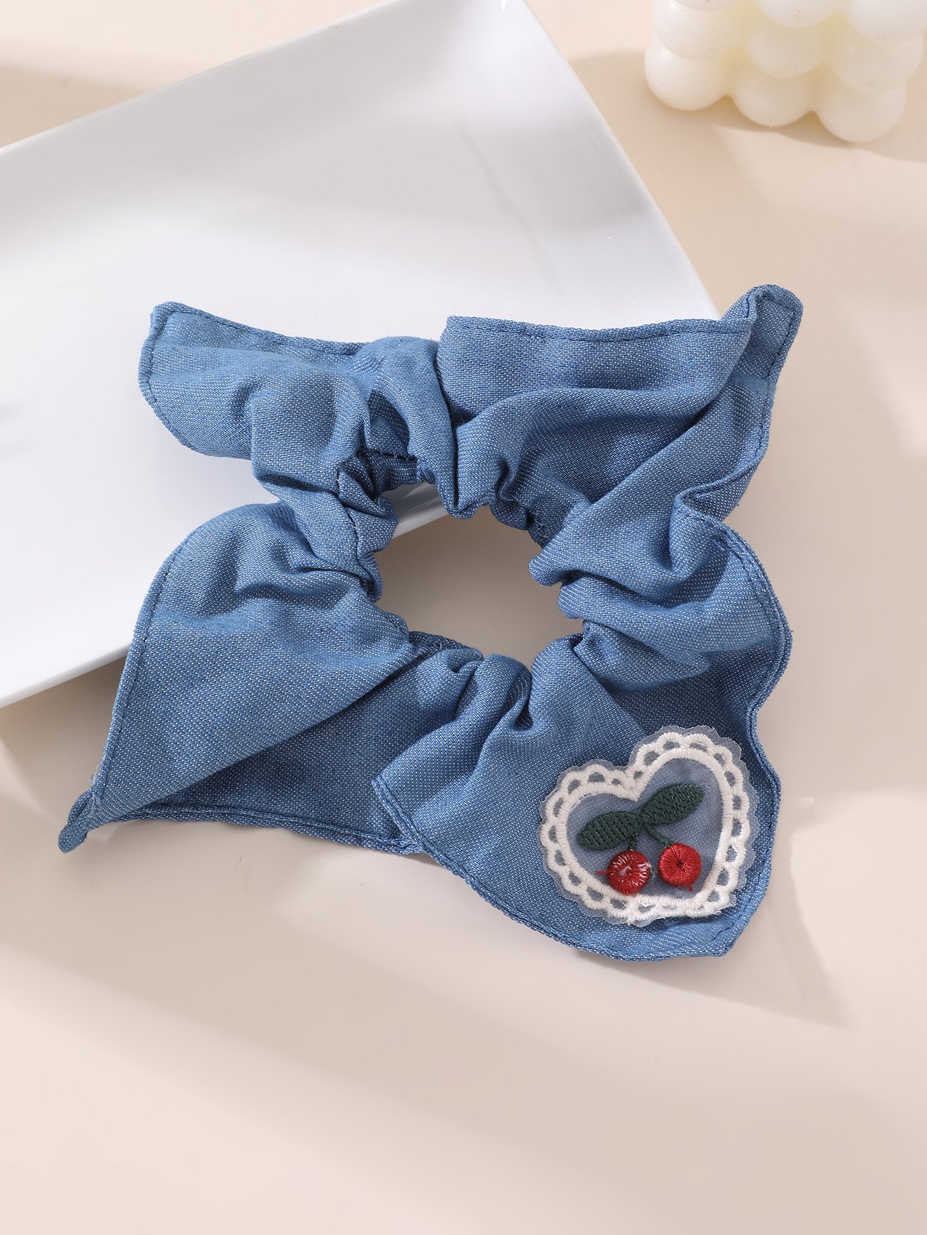 Cherry Patch Detail Hair Scrunchie