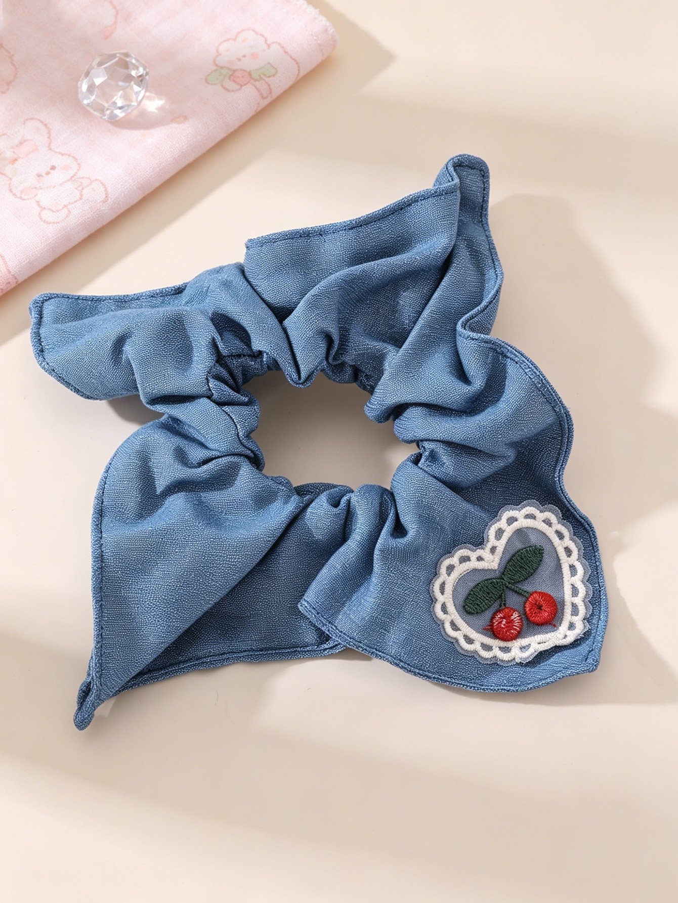 Cherry Patch Detail Hair Scrunchie