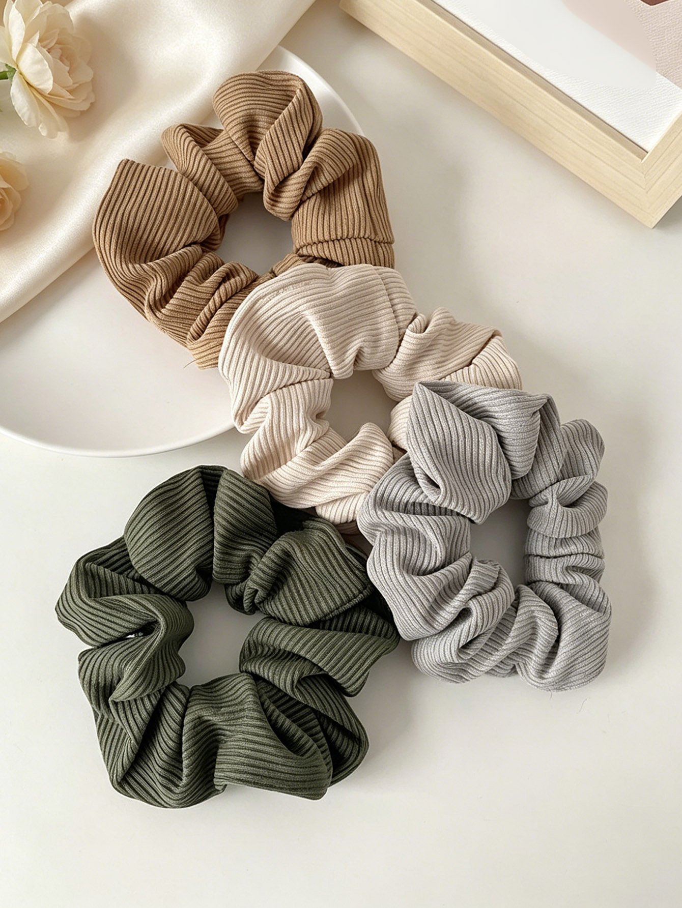 Set of 4 - Textured Hair Scrunchies