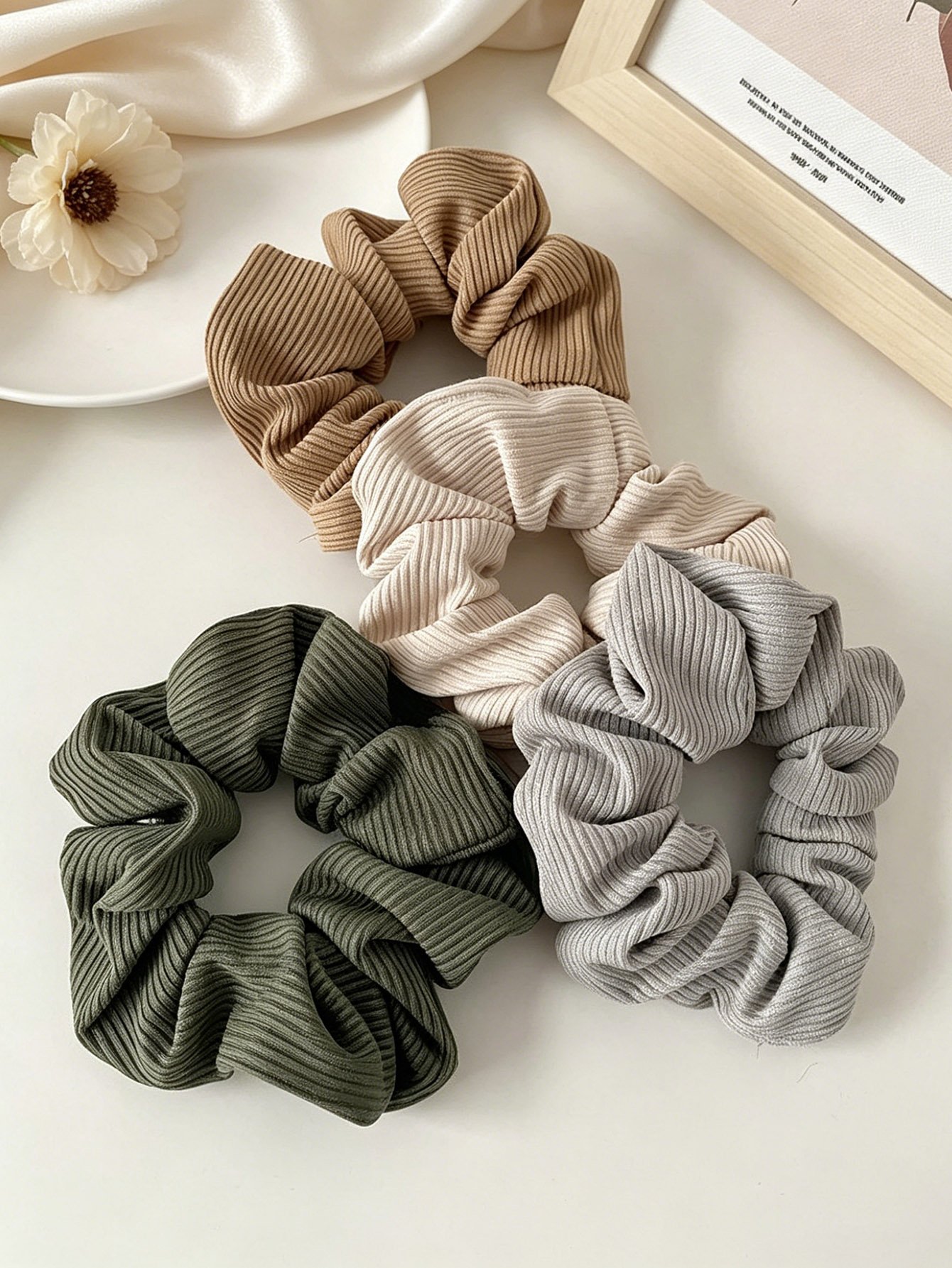 Set of 4 - Textured Hair Scrunchies