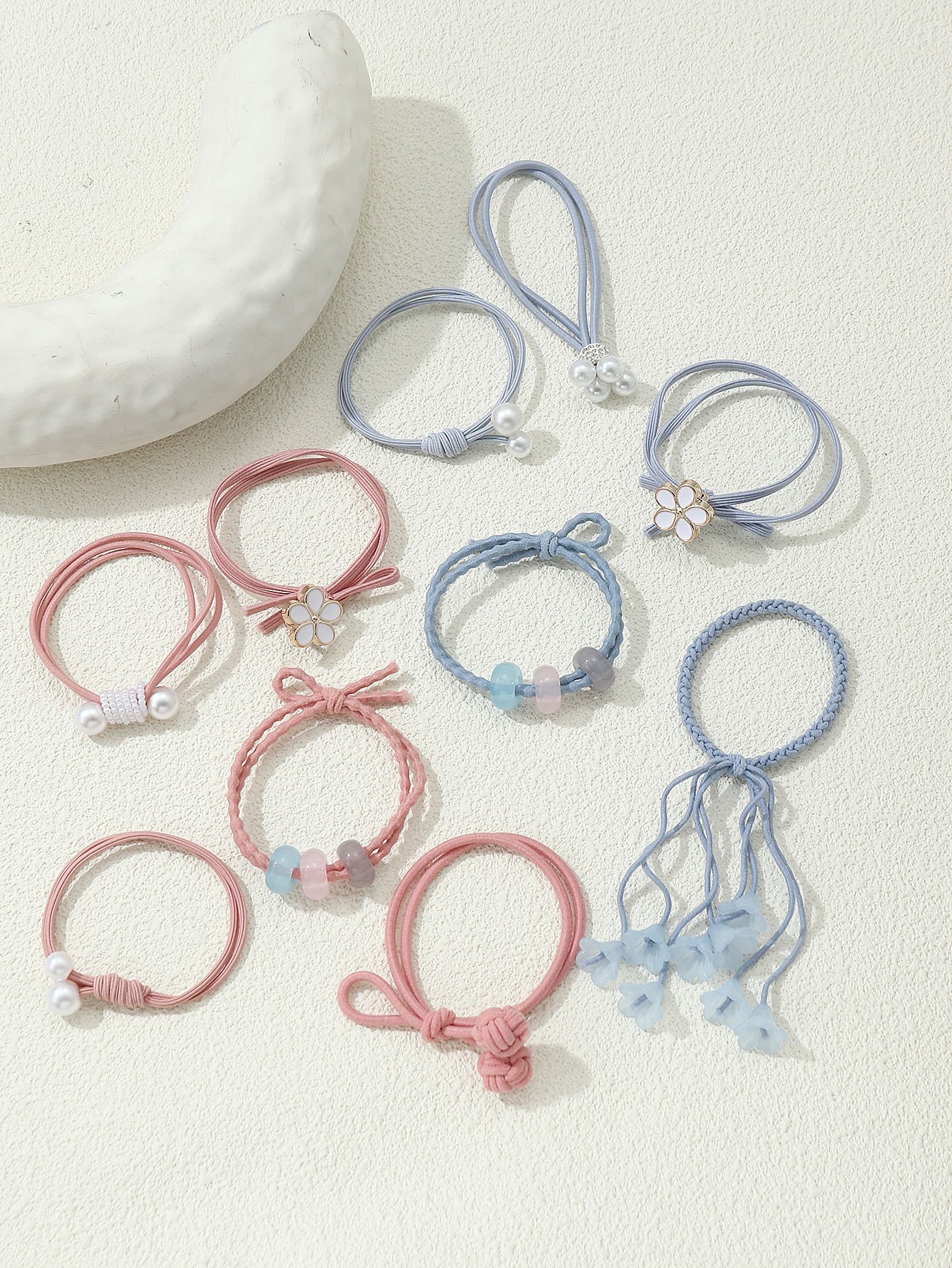 Set of 10 - Pearl Detail Hair Ties