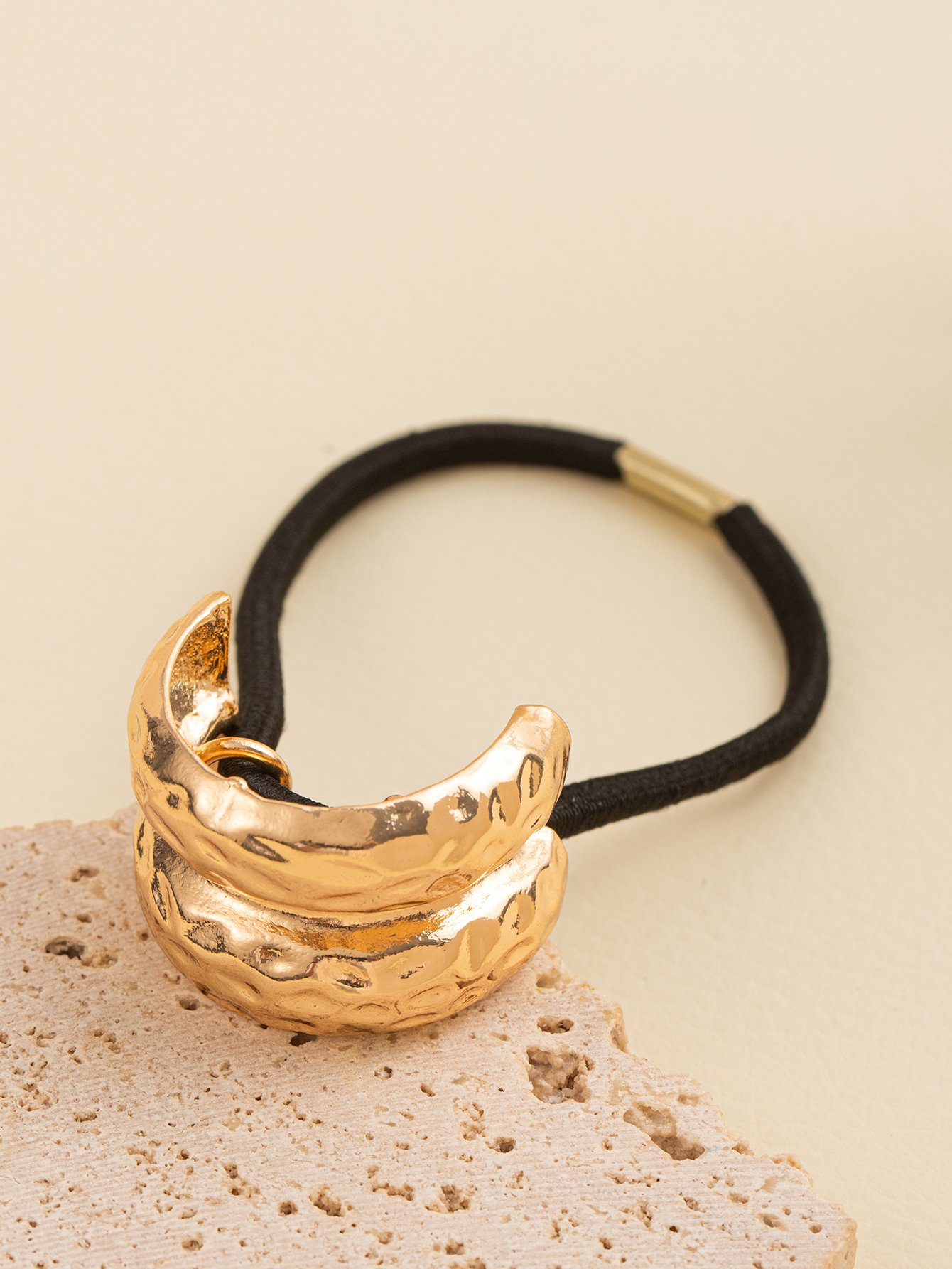 Gold Tone Textured Metal Hair Tie
