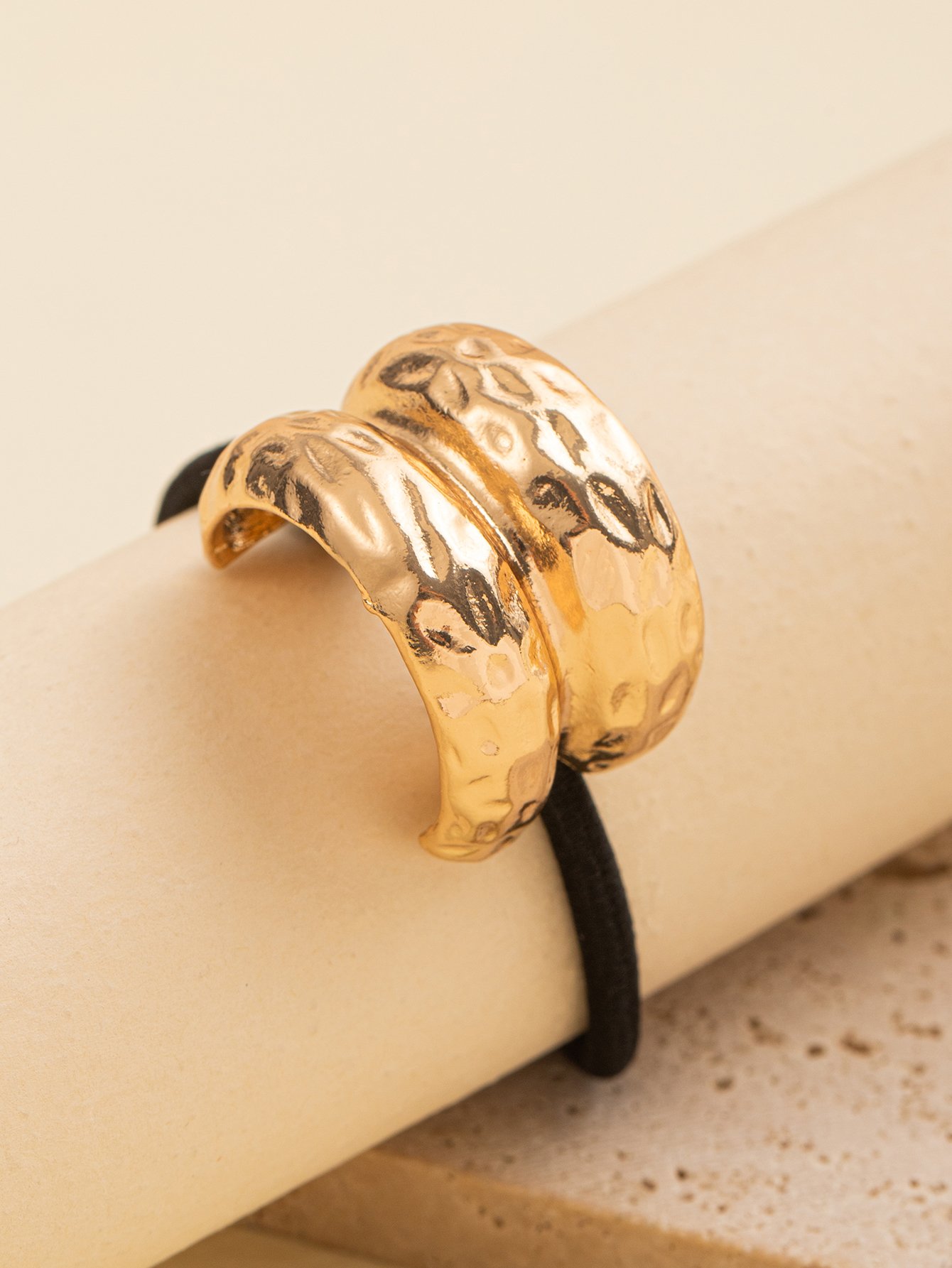 Gold Tone Textured Metal Hair Tie