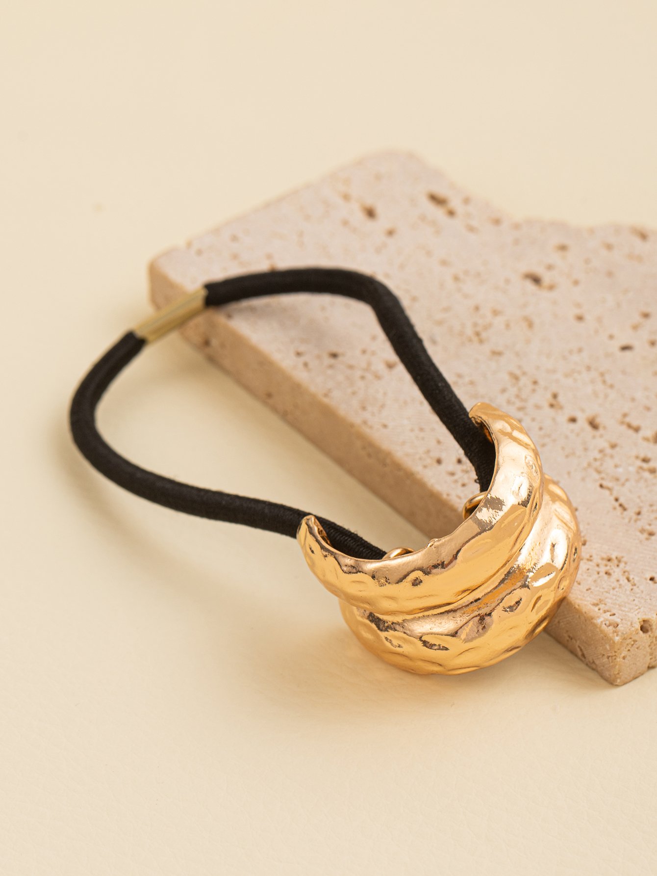 Gold Tone Textured Metal Hair Tie