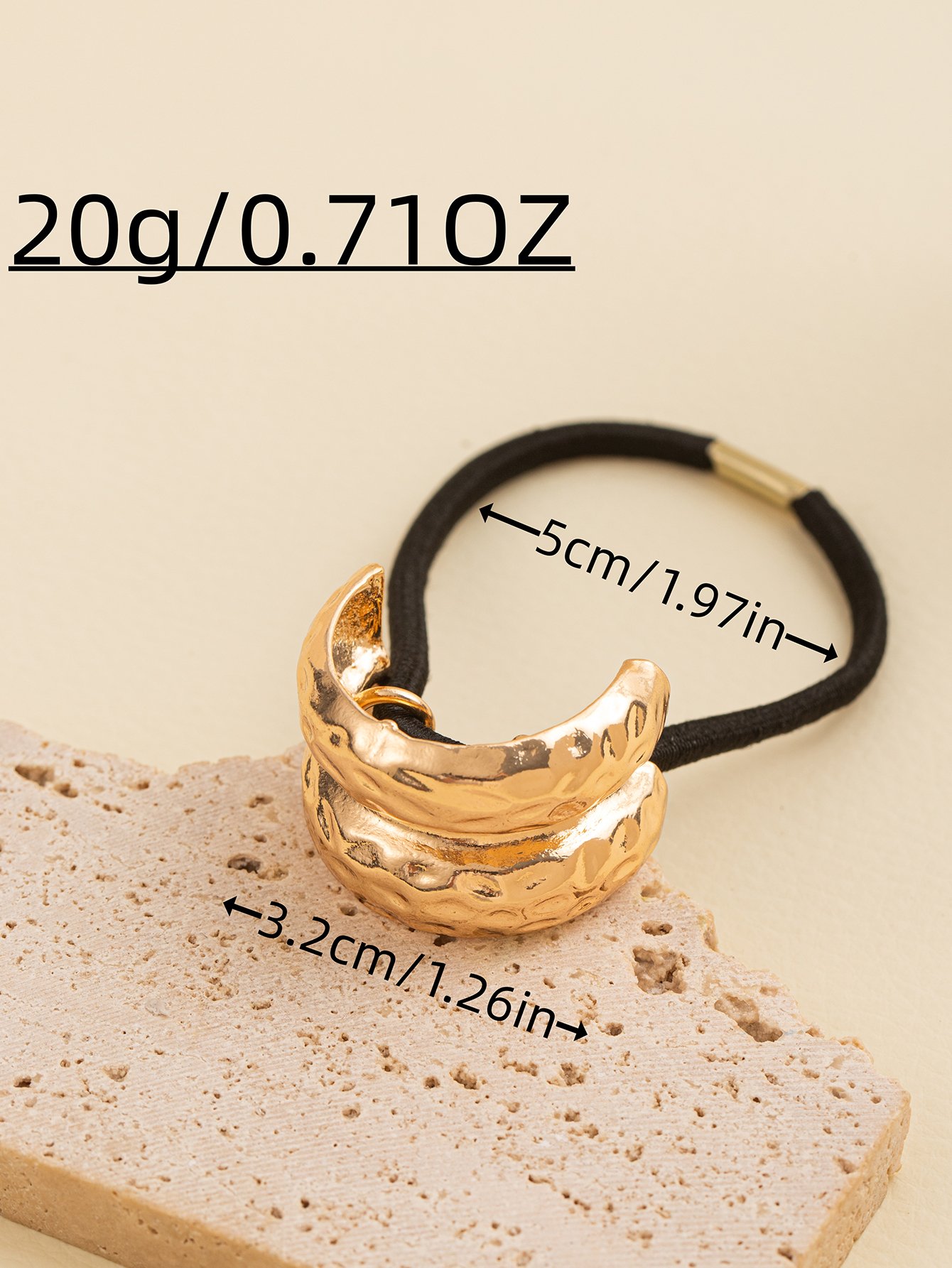 Gold Tone Textured Metal Hair Tie