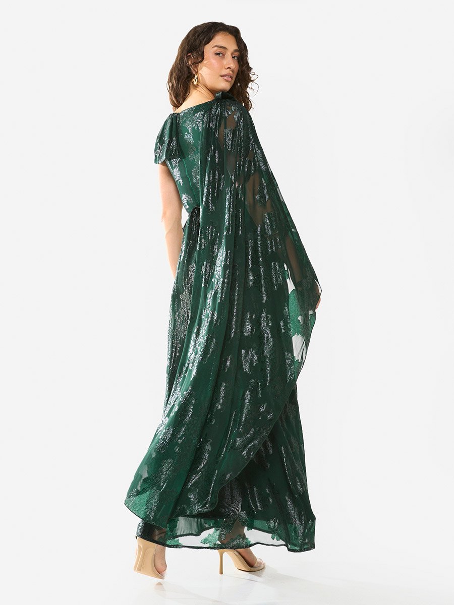 Draped Off-Shoulder Sculpt Gown Maxi Dress