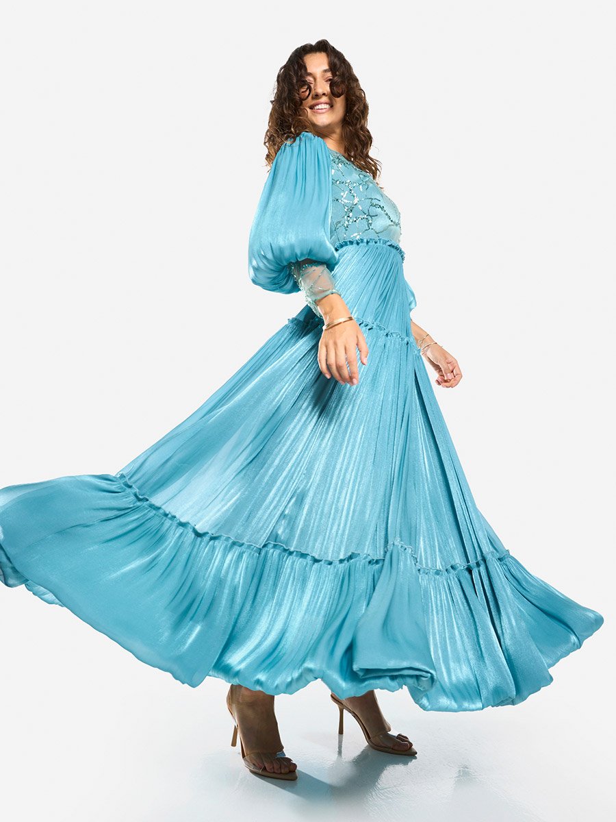 Embellished Tiered Maxi Dress